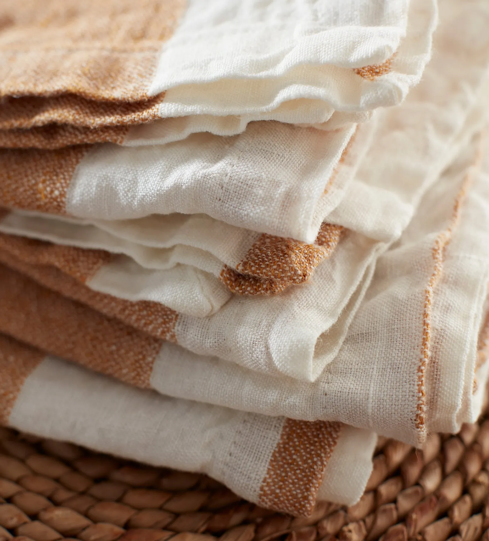 Amber Cora Mid Stripe 100% Linen Napkins