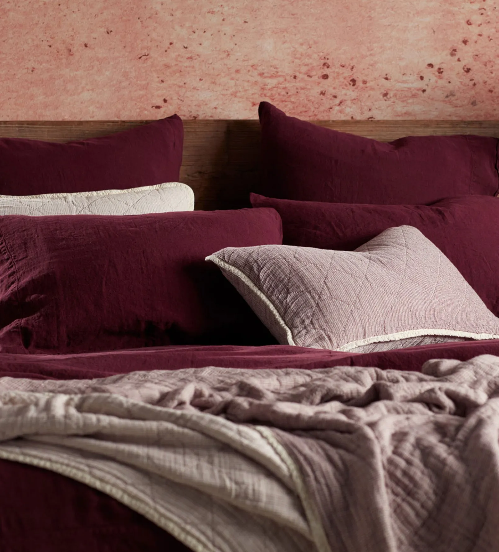 Beetroot 100% Linen Housewife Pillowcase