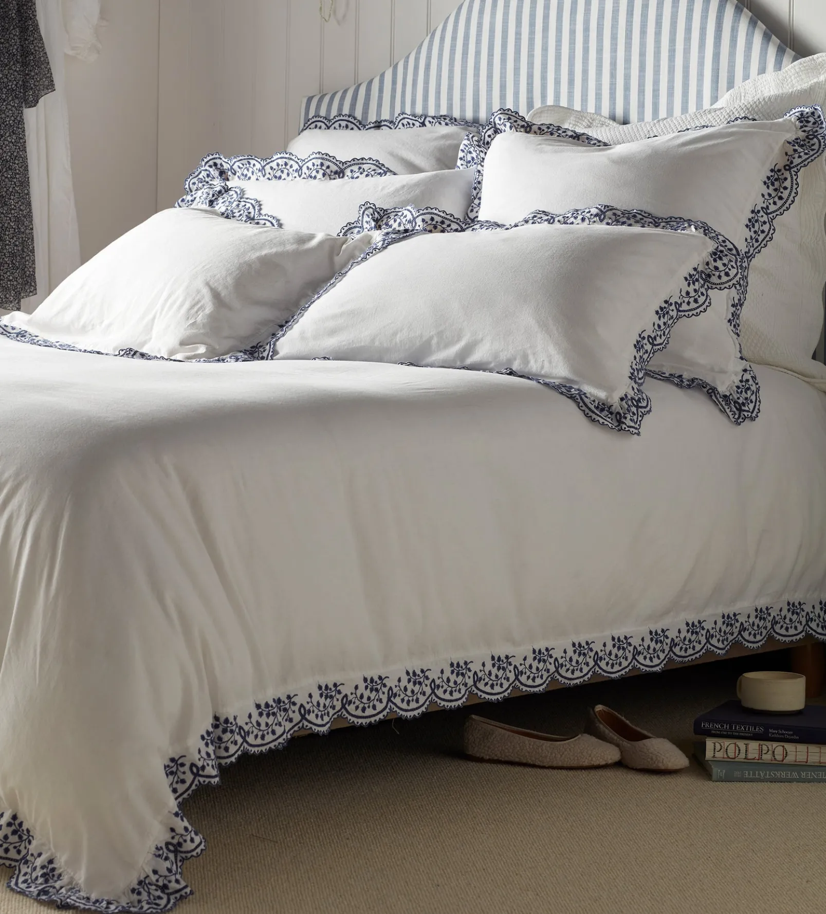 Blue Elsie Cotton Linen Duvet Cover