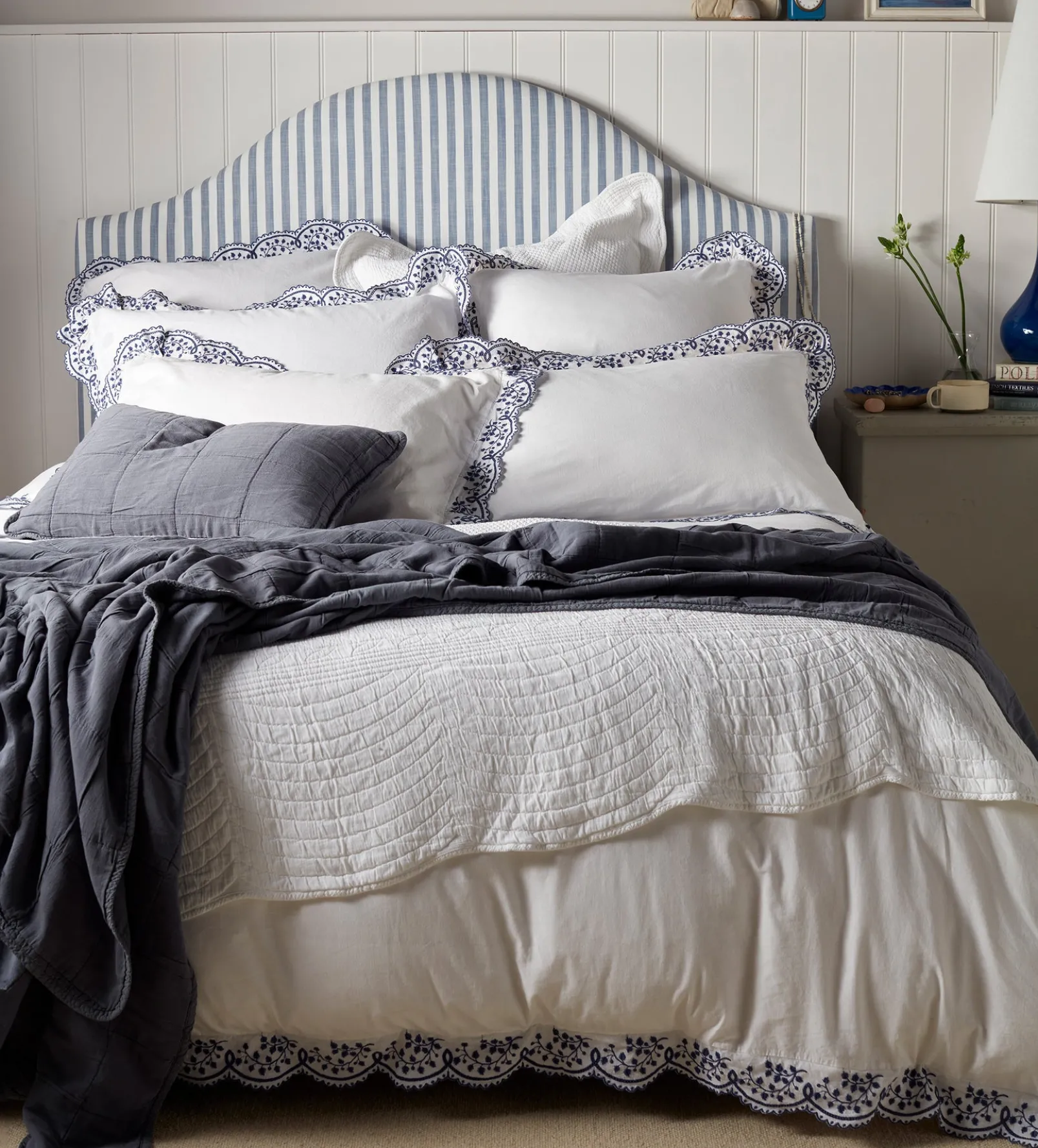 Blue Elsie Cotton Linen Duvet Cover