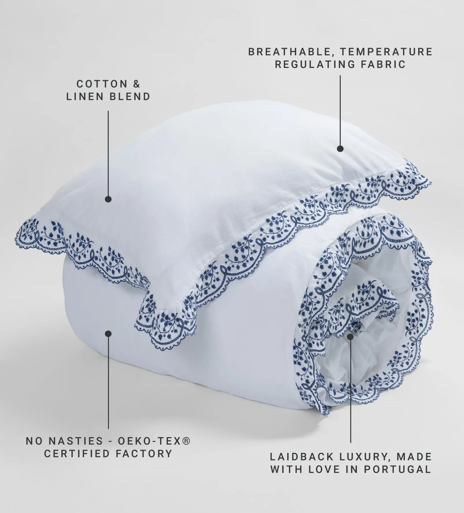 Blue Elsie Cotton Linen Duvet Cover