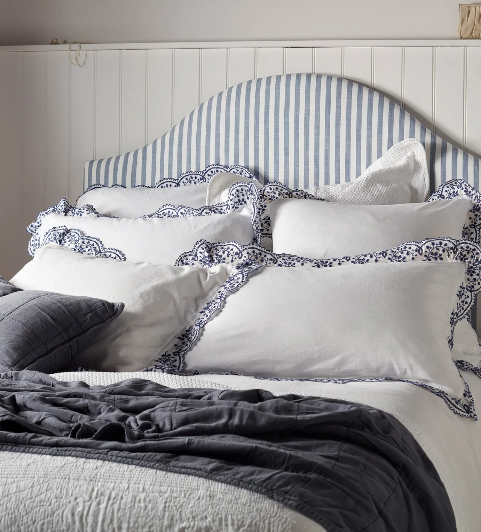 Blue Elsie Cotton Linen Pillowcase