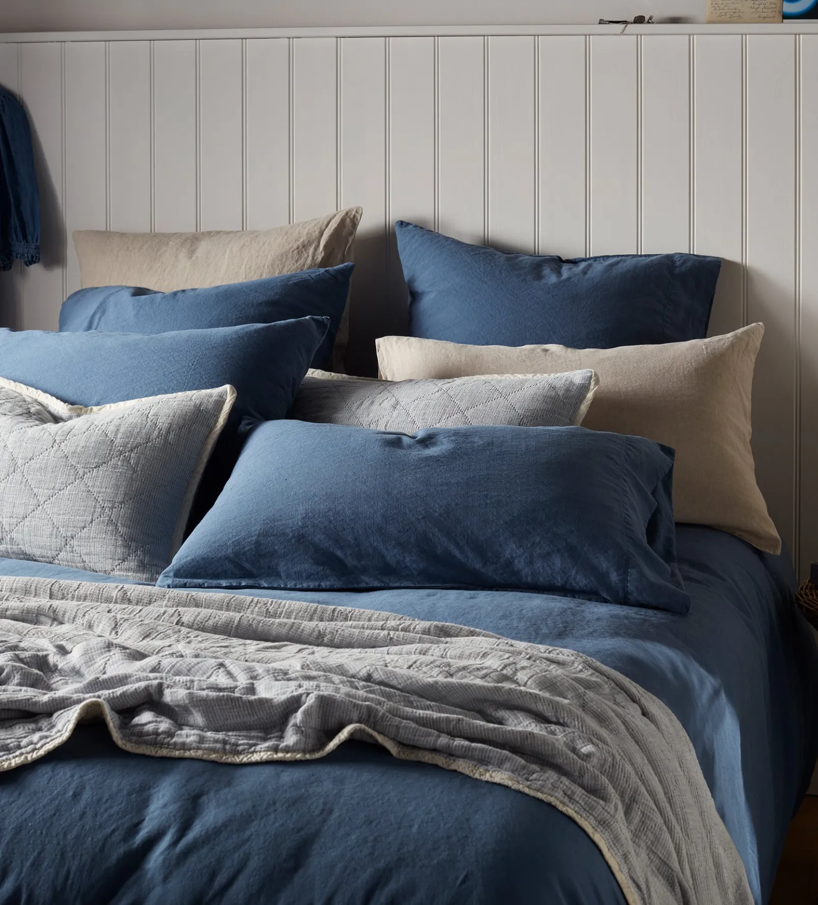 Blue Linen Blend Housewife Pillowcase