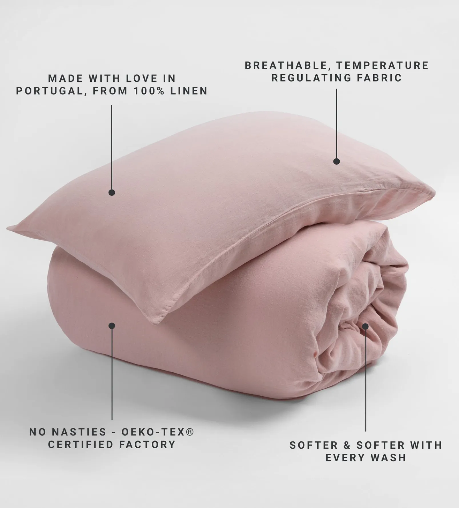 Blush Pink 100% Linen Duvet Cover