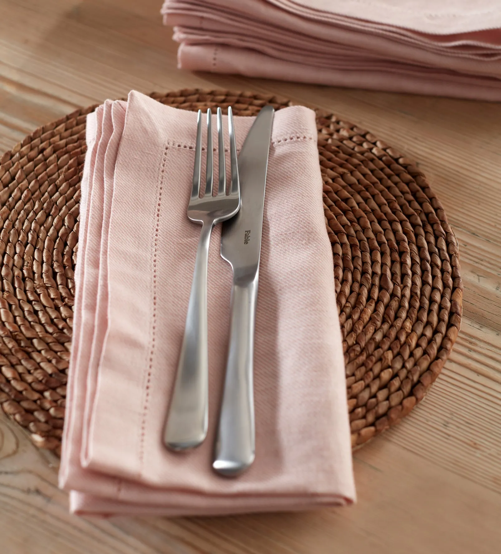 Blush Pink Cotton Linen Napkins - Set of 4