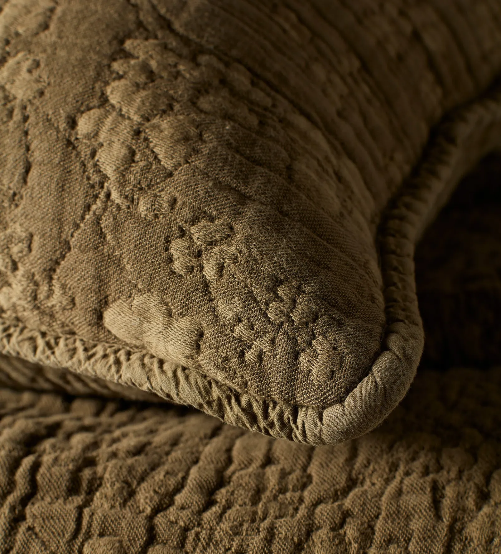 Dark Olive Clover 100% Cotton Quilted Cushion Cover