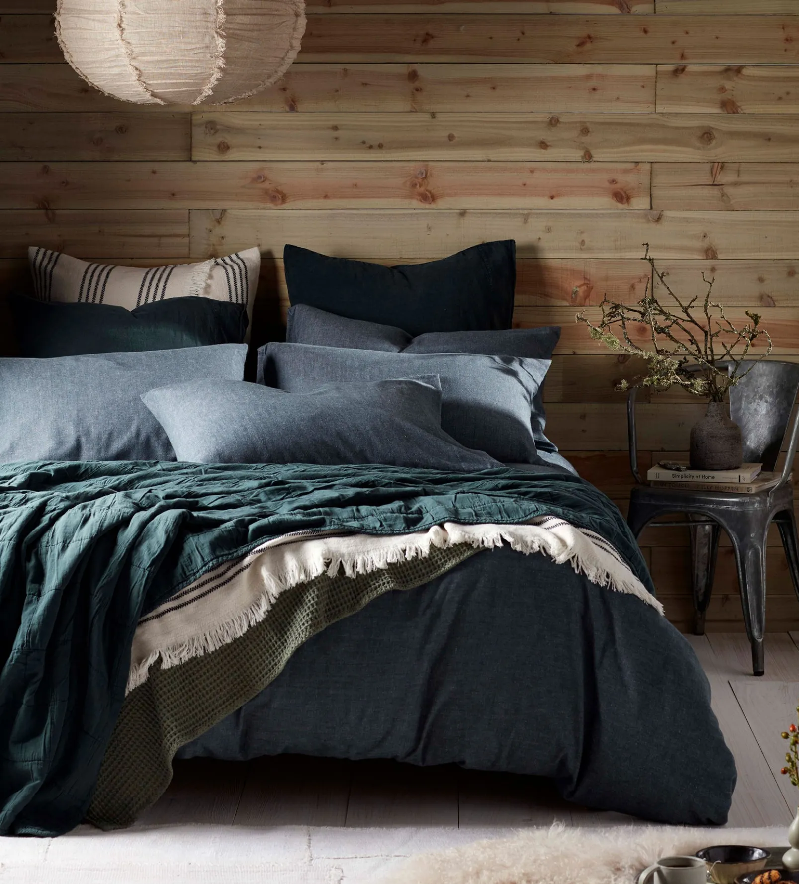 Darkest Spruce Henry Brushed 100% Organic Cotton Duvet Cover