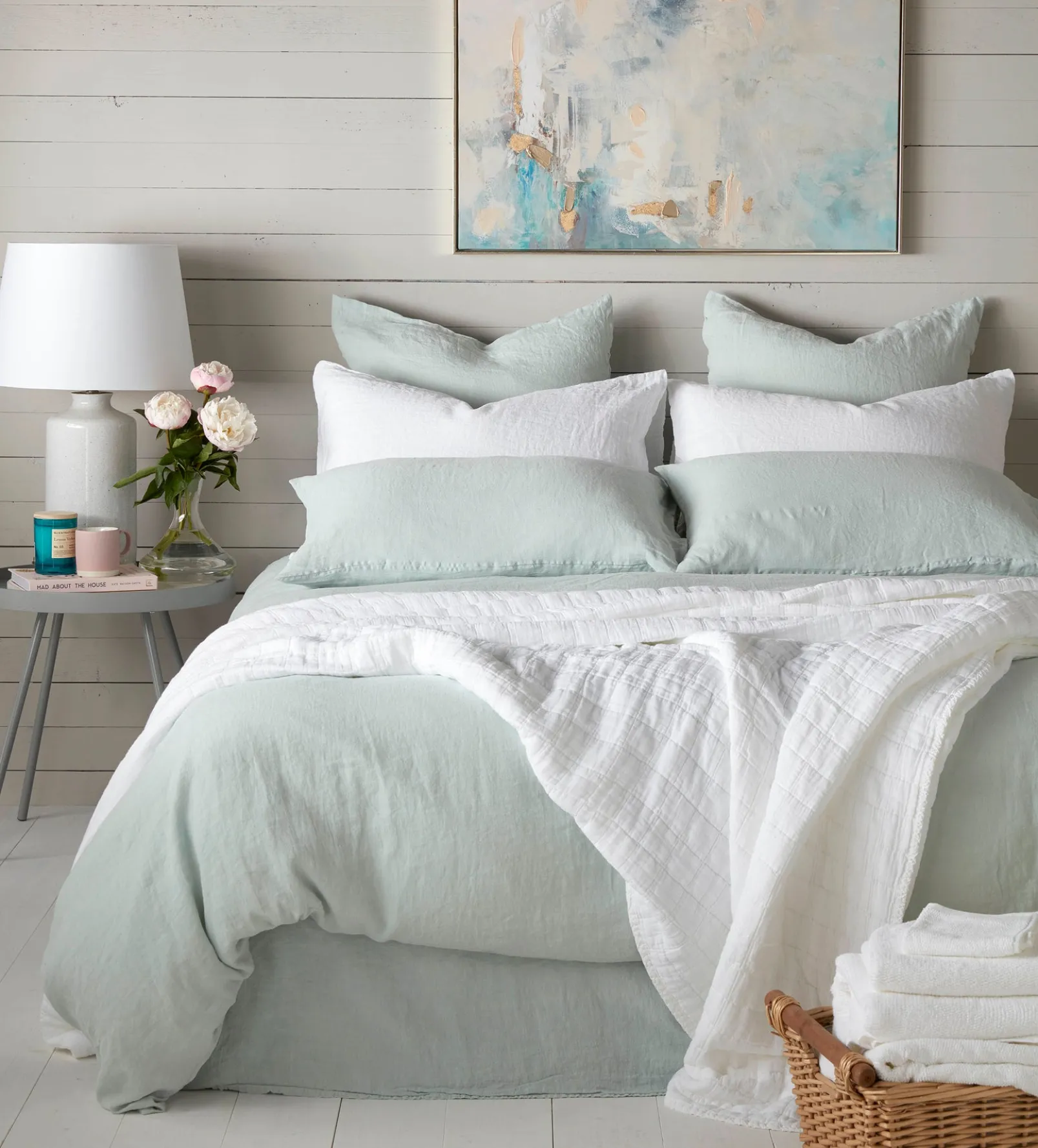 Duck Egg 100% Linen Fitted Sheet