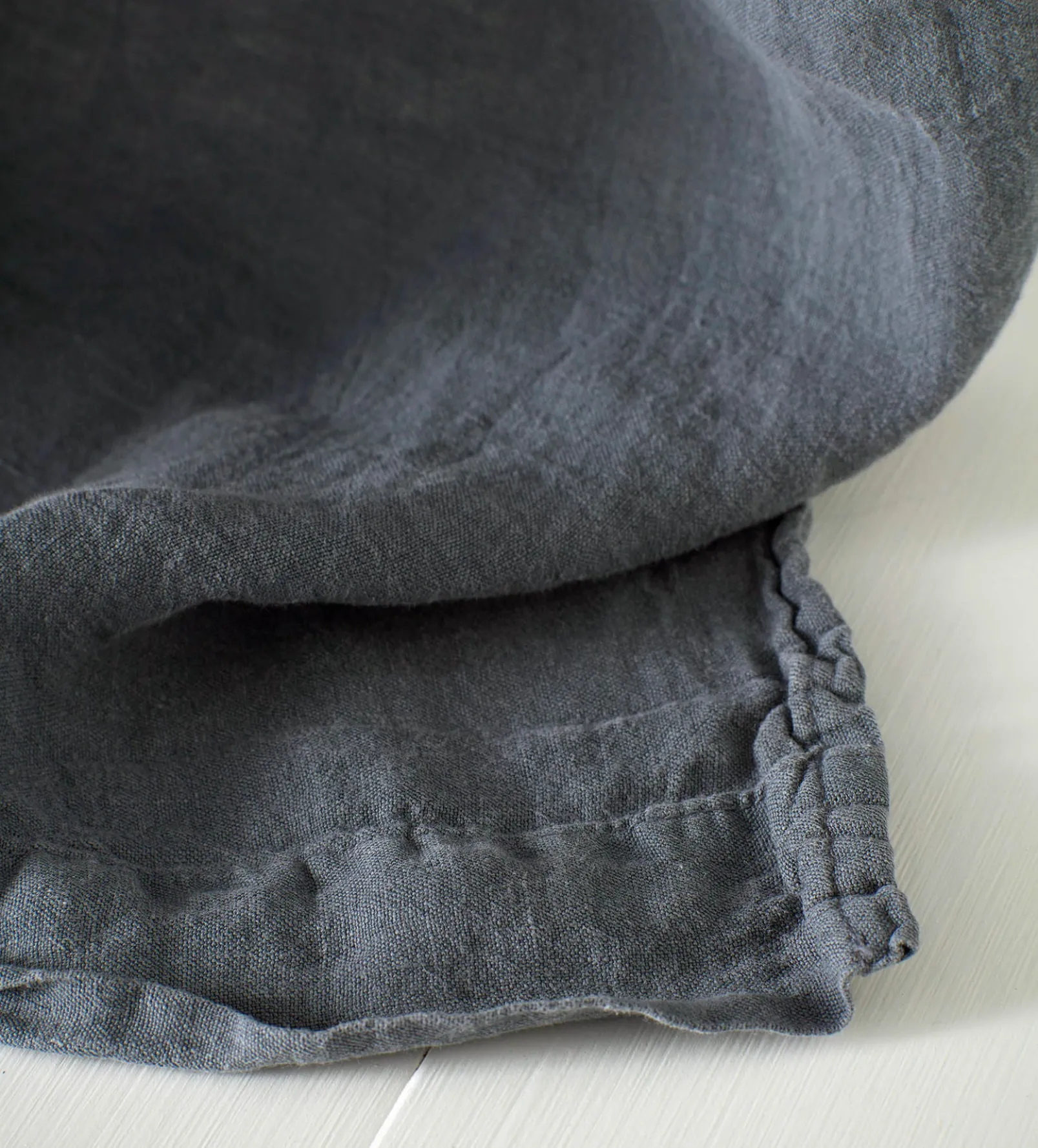 French Blue 100% Linen Loop Top Curtain (Single)