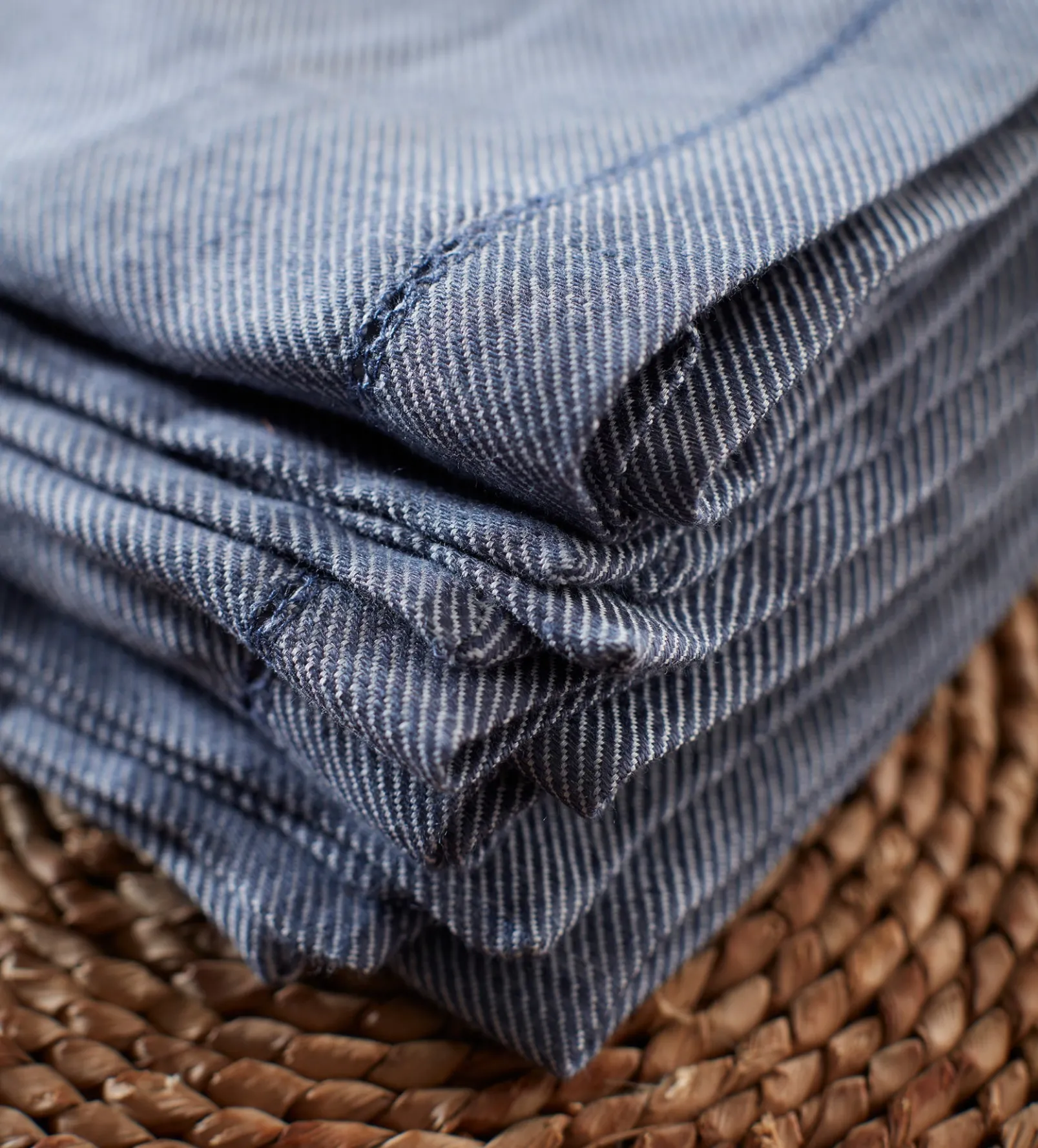 French Blue Cotton Linen Napkins - Set of 4