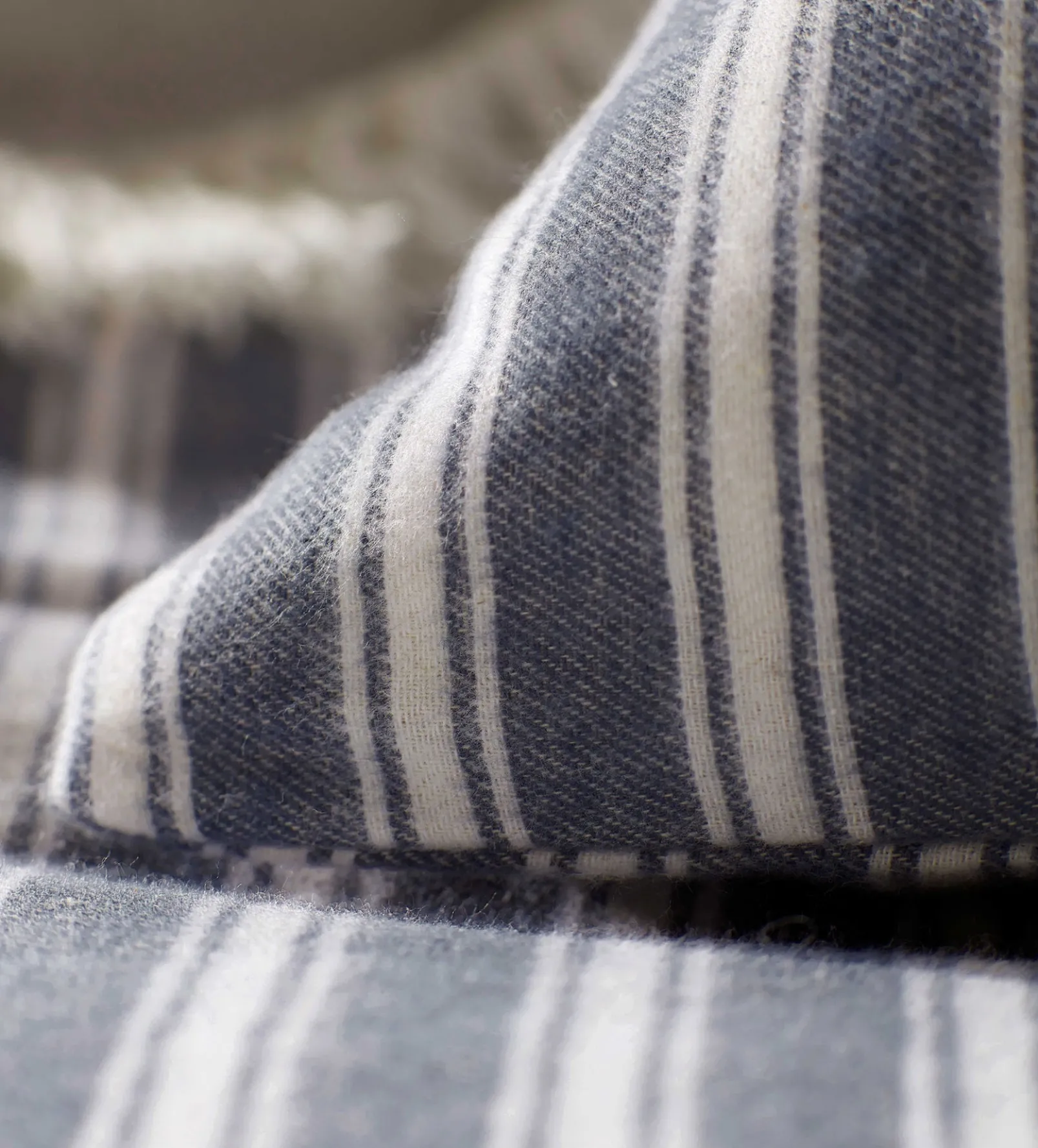 French Blue Fred Stripe Brushed 100% Organic Cotton Fitted Sheet