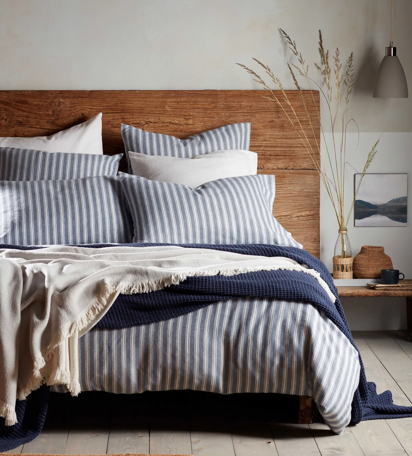 French Blue Fred Stripe Brushed 100% Organic Cotton Duvet Cover