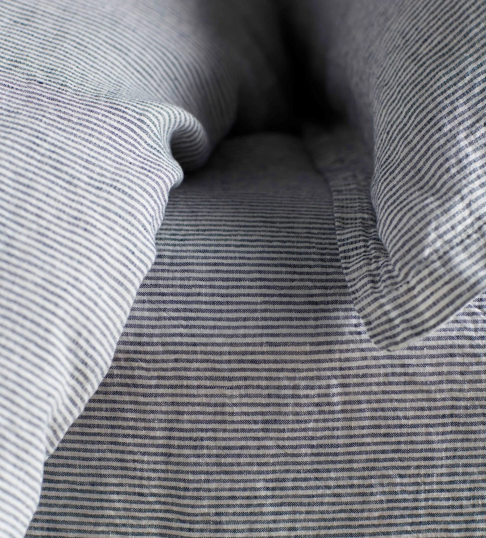 French Blue Sid Stripe 100% Linen Fitted Sheet