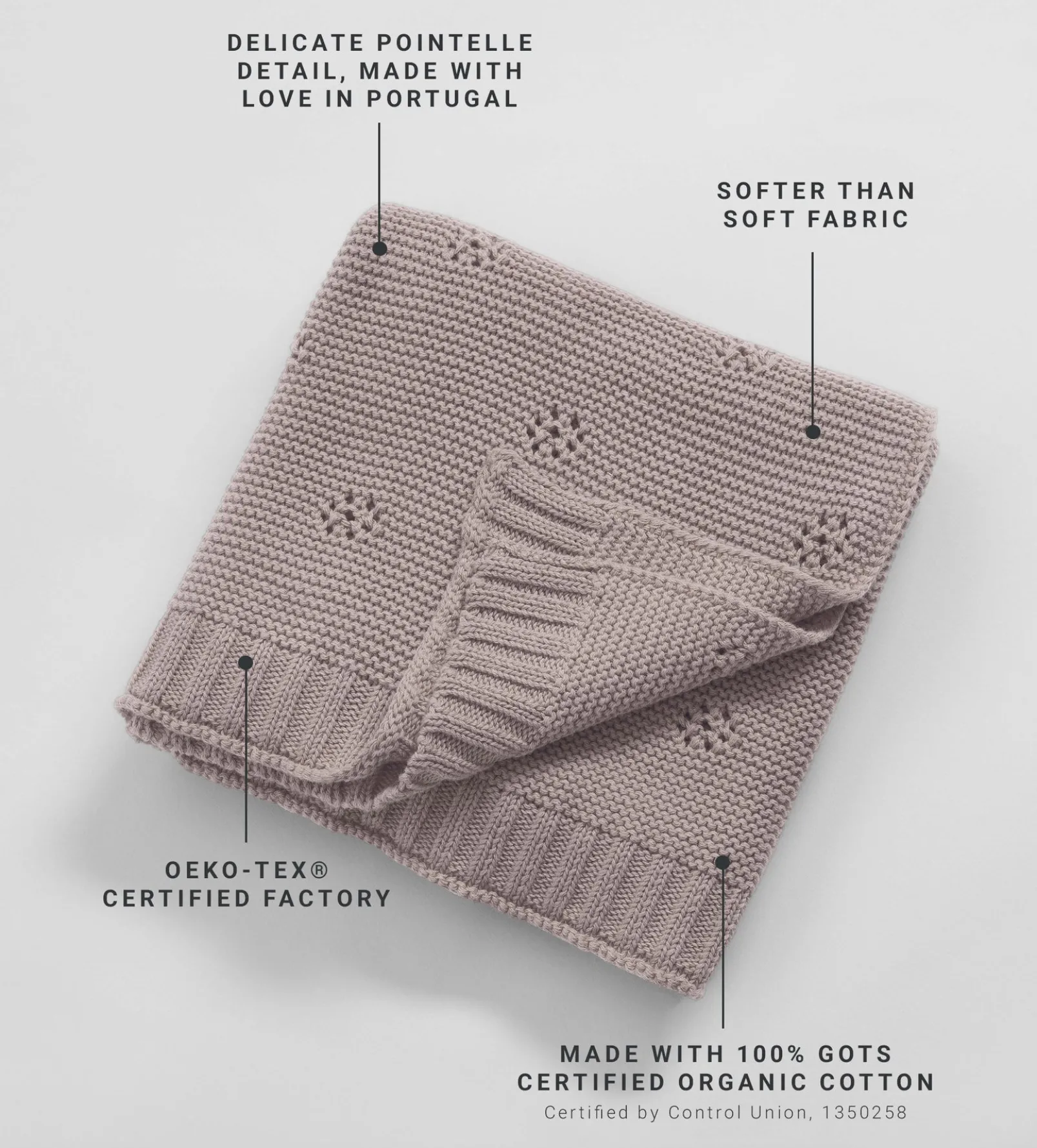 Mink Bailey 100% Organic Cotton Knitted Baby Blanket