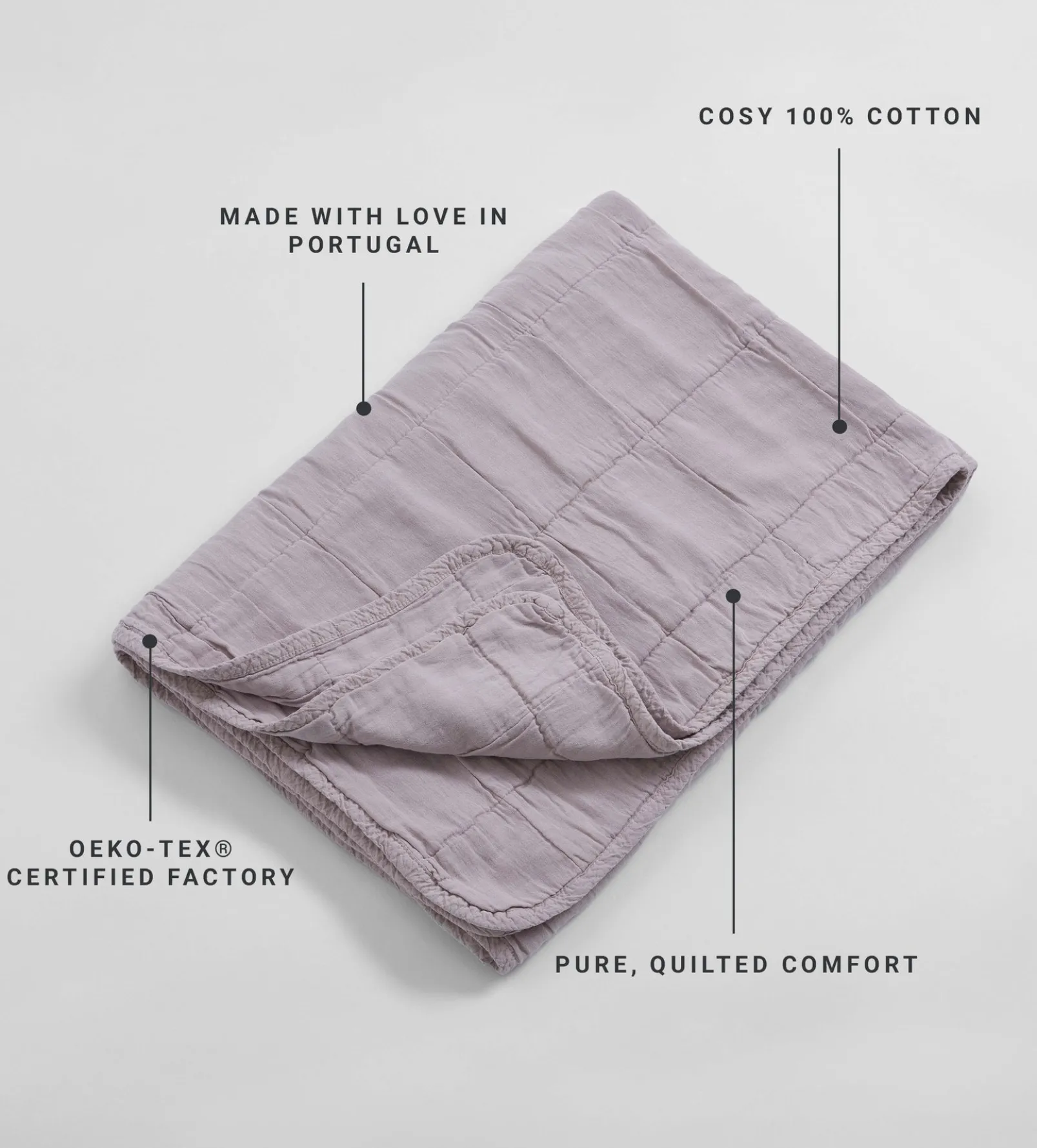 Mink Little Finn 100% Cotton Quilted Throw