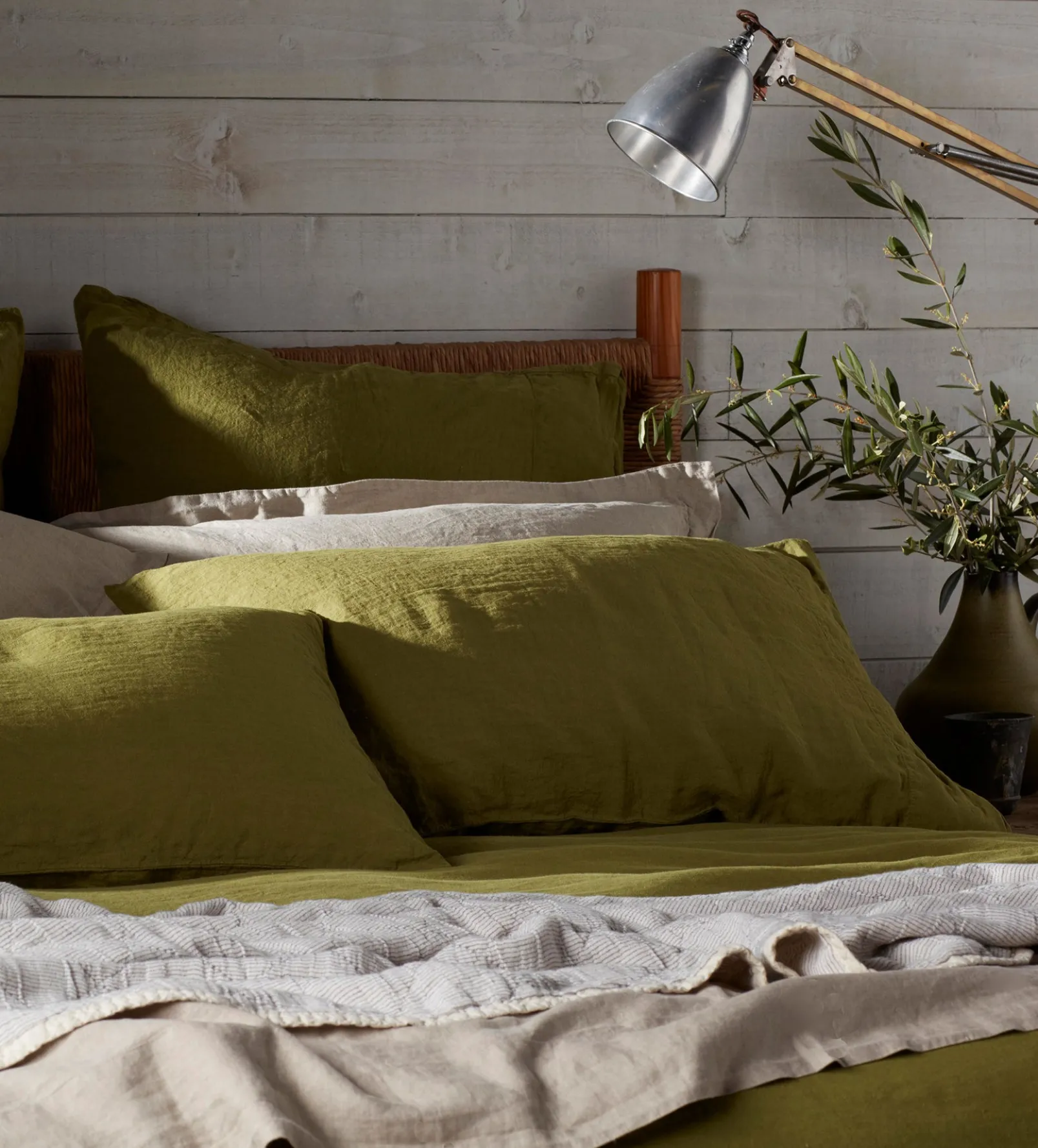 Moss Green 100% Linen Housewife Pillowcase