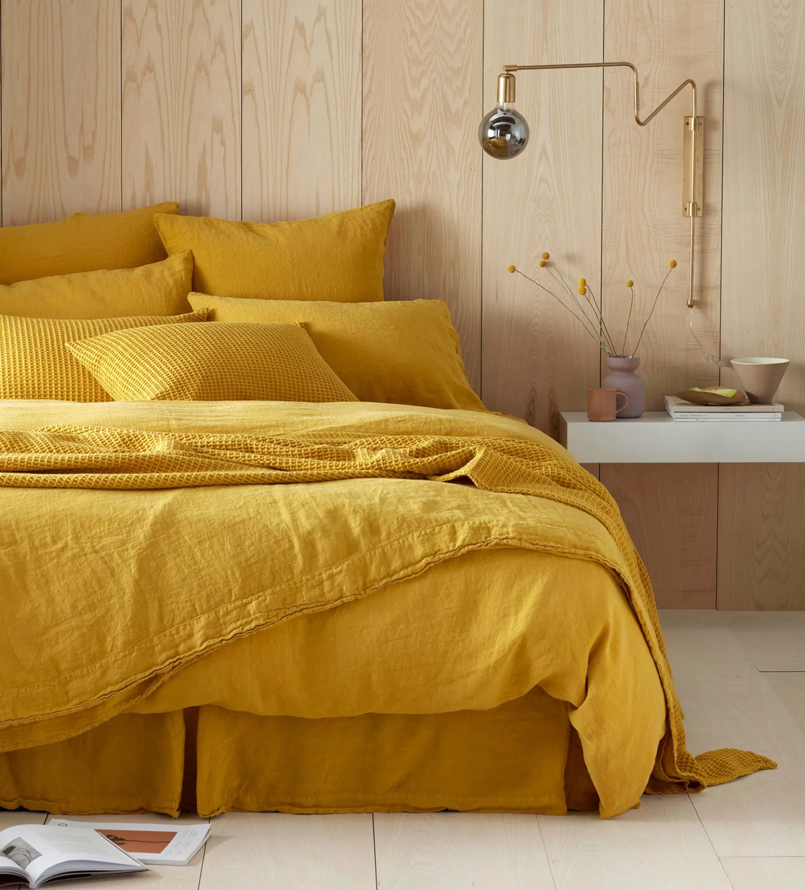 Mustard Yellow 100% Linen Fitted Sheet