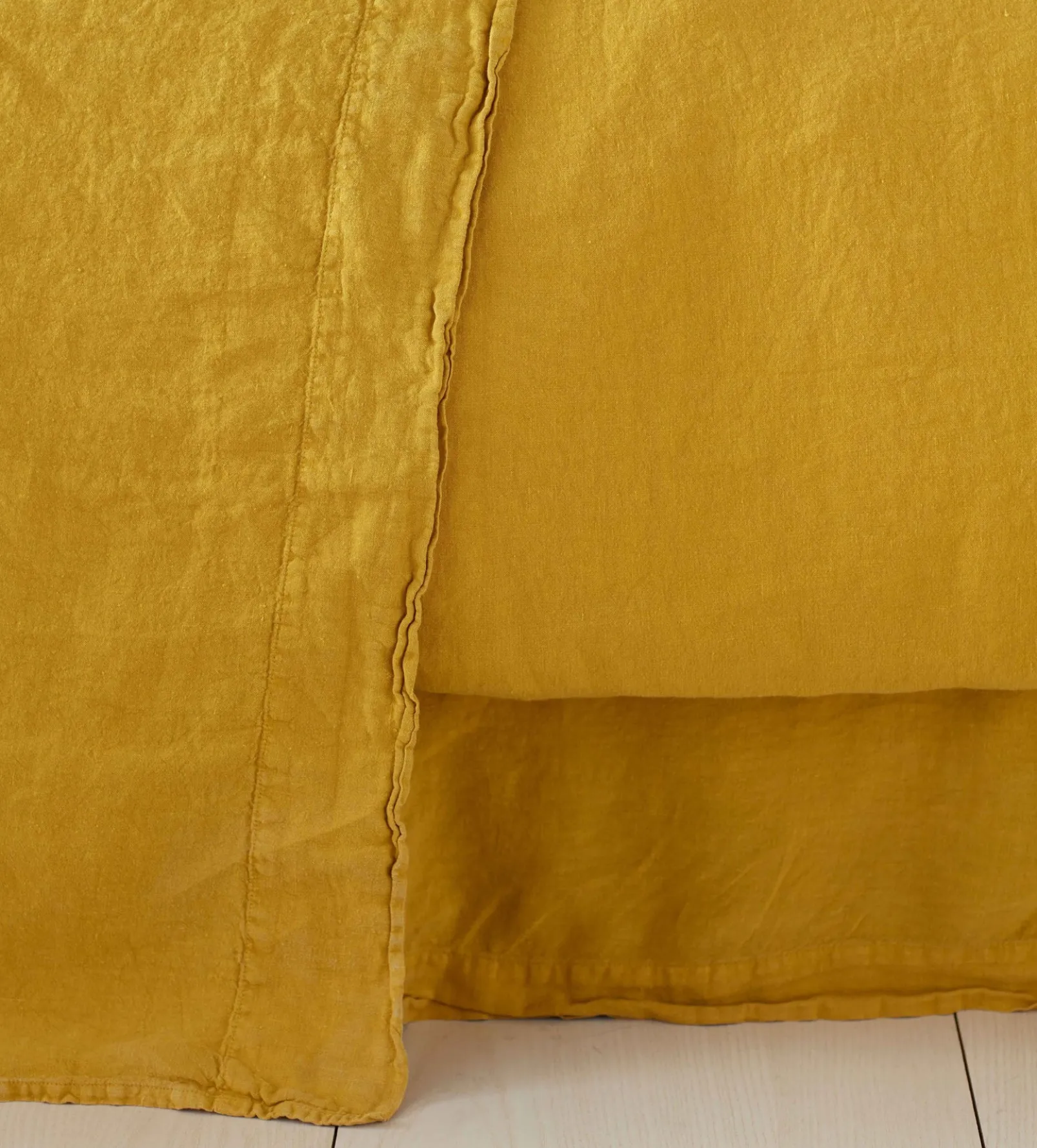Mustard Yellow 100% Linen Flat Sheet