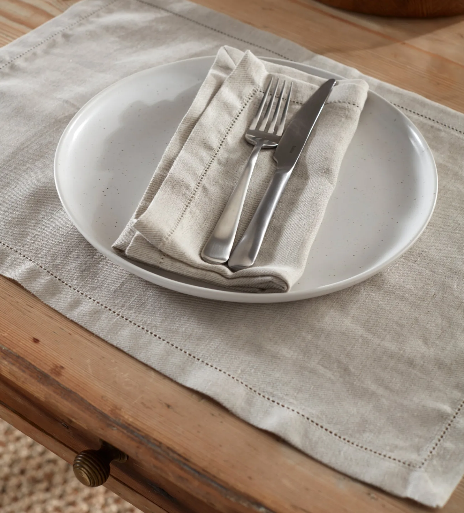 Natural Twill Cotton Linen Placemats - Set of 2