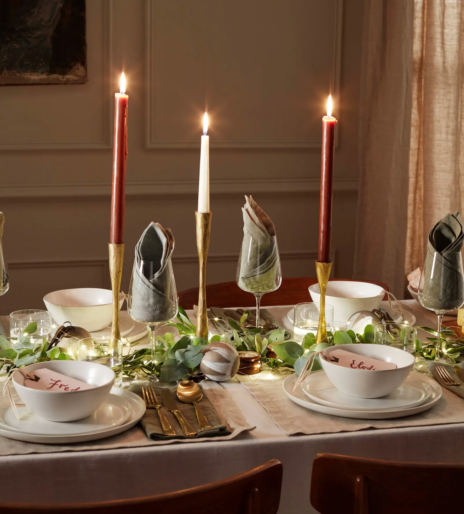 Natural Twill Cotton Linen Placemats - Set of 2