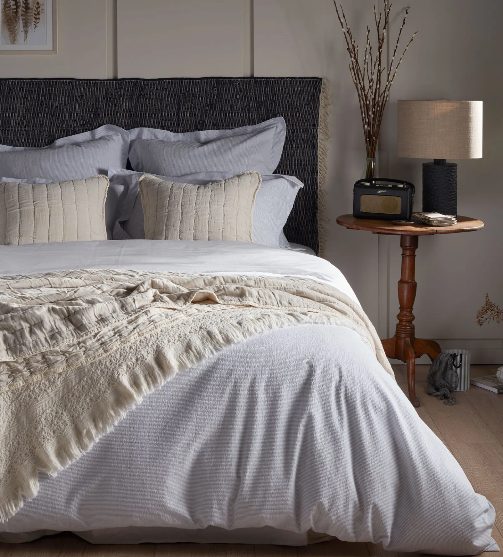 Natural Vivienne 100% Cotton Quilted Cushion Cover