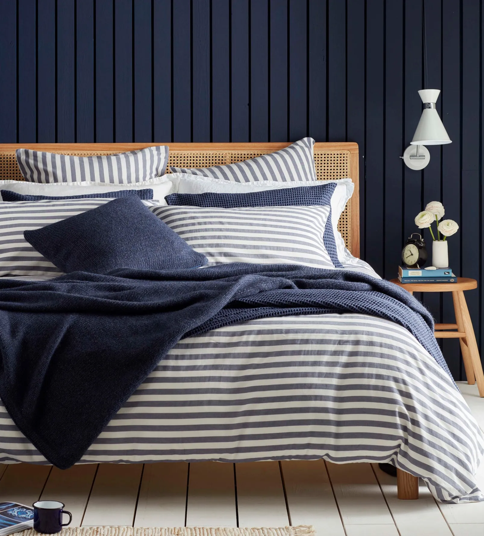 Navy Coastal Stripe 100% Cotton Duvet Cover