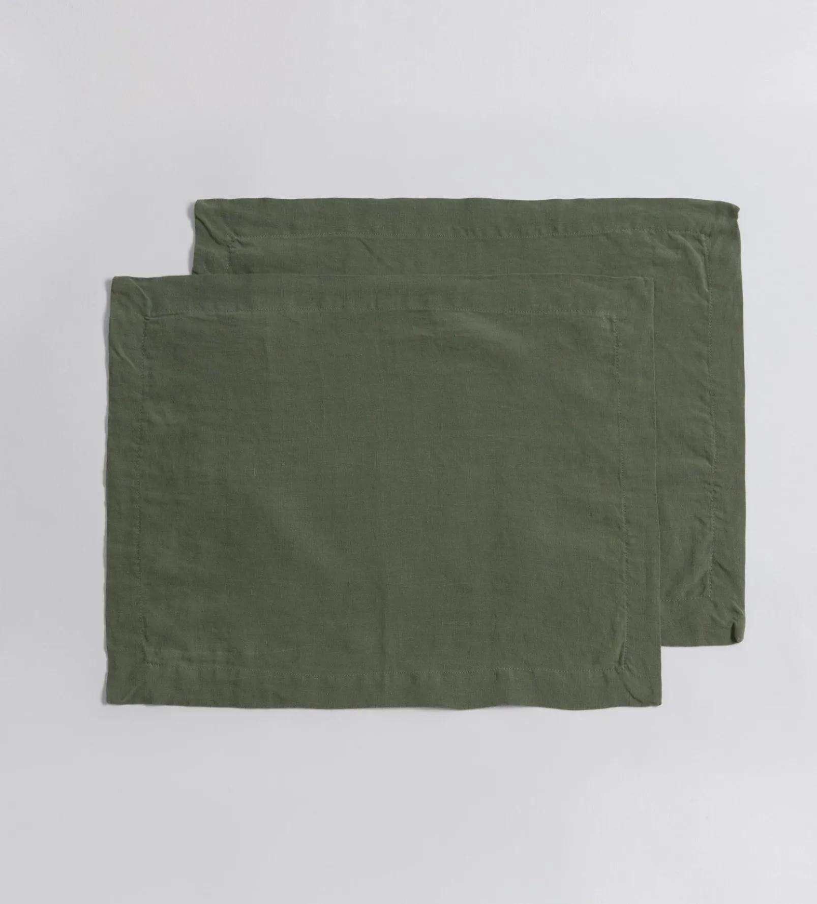 Olive Green 100% Linen Placemats - Set of 2