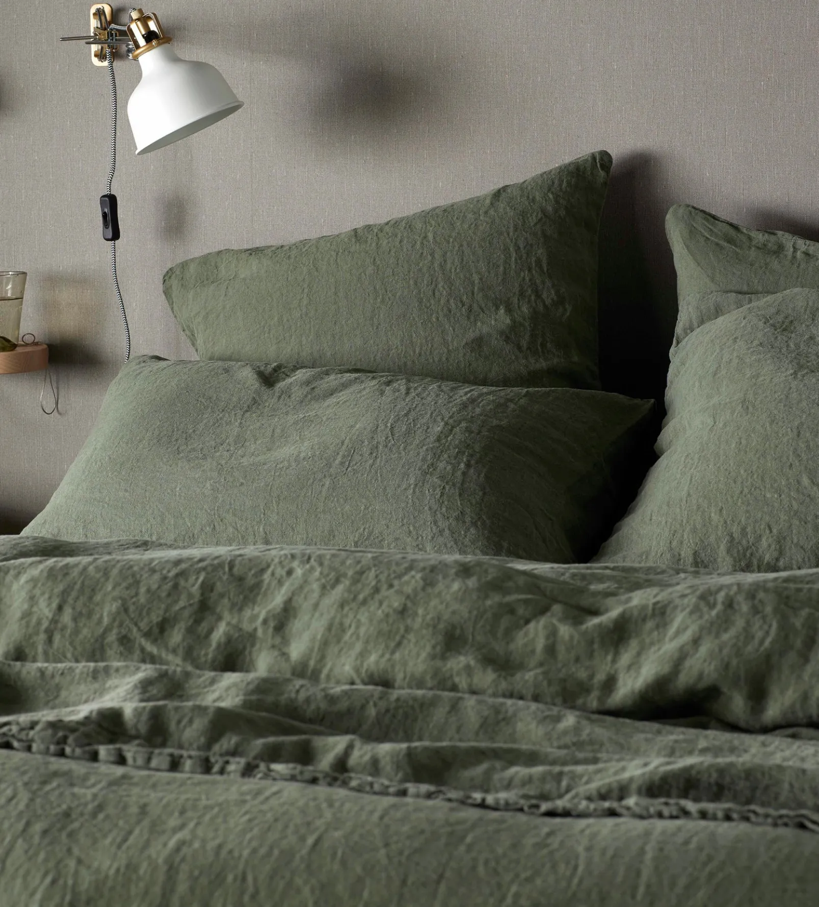 Olive Green 100% Linen Housewife Pillowcase