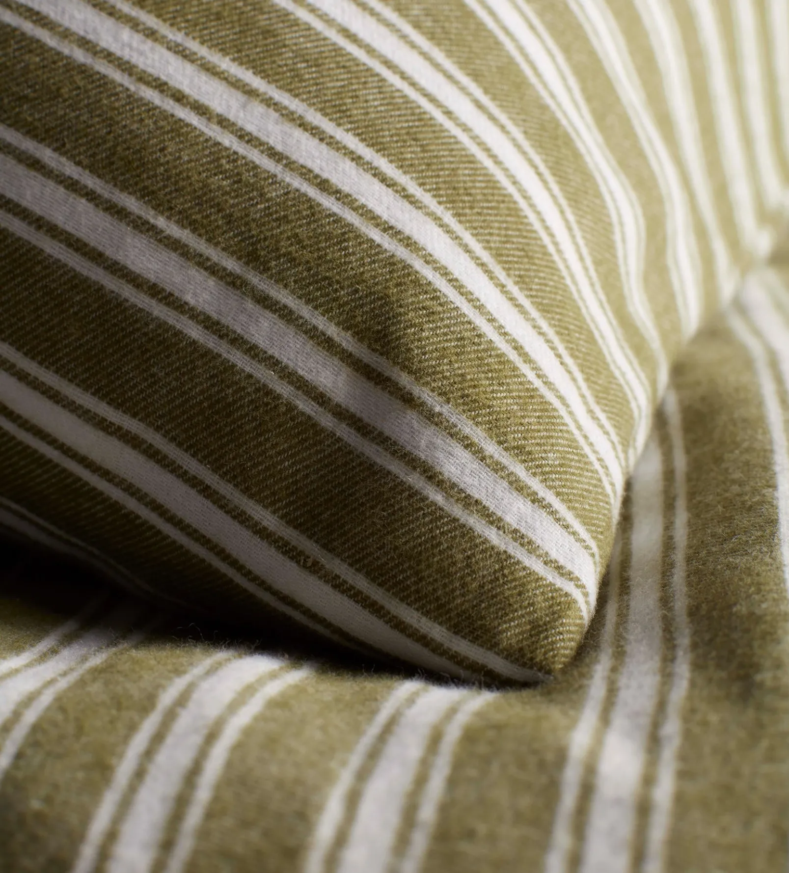 Olive Green Fred Stripe Brushed 100% Organic Cotton Pillowcase