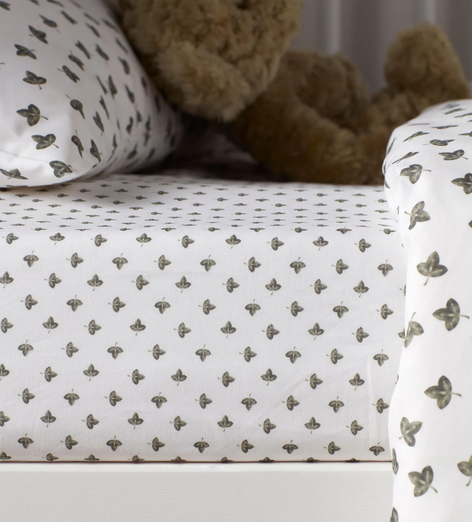 Olive Little Leaf 100% Organic Cotton Fitted Sheet