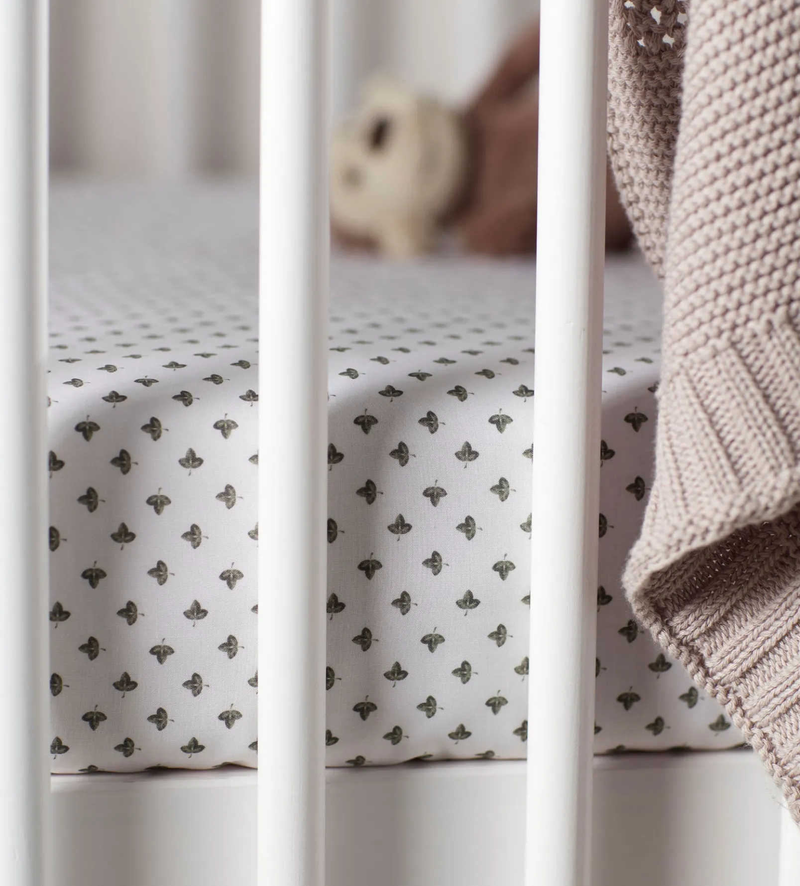 Olive Little Leaf 100% Organic Cotton Fitted Sheet