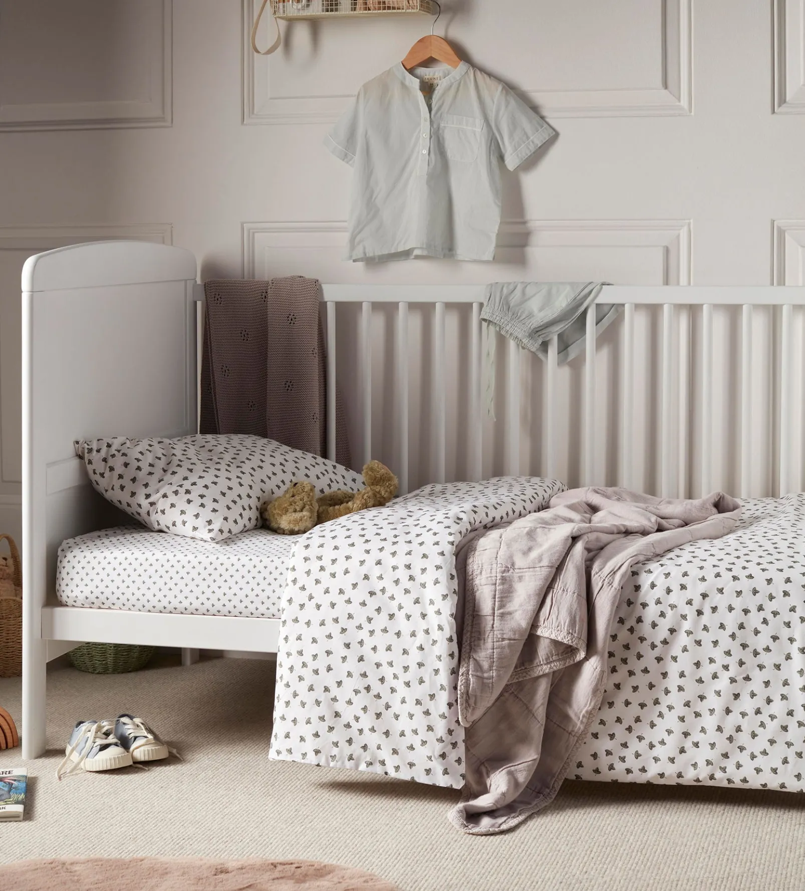 Olive Little Leaf 100% Organic Cotton Duvet Cover Set