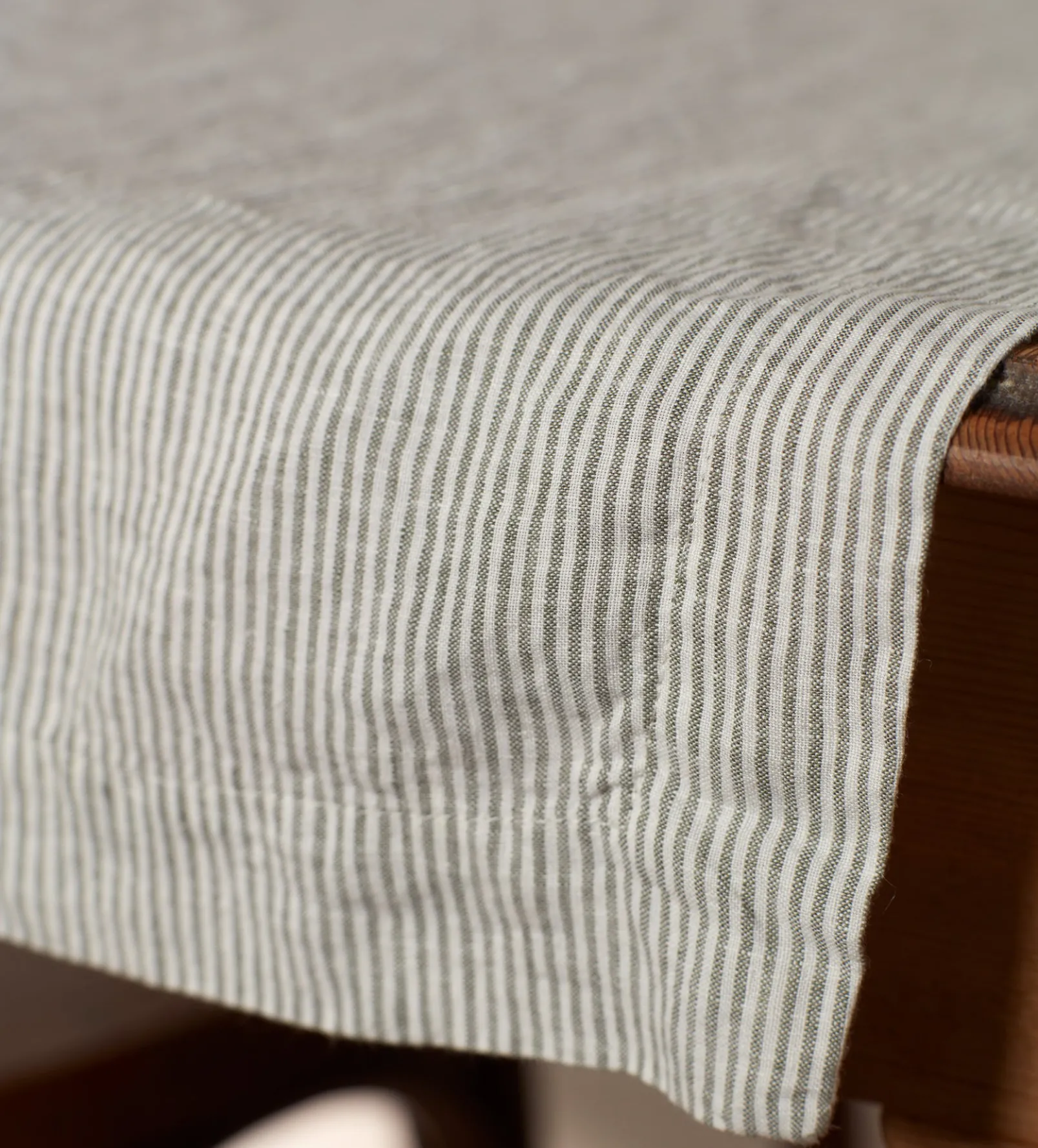Olive Sid Stripe 100% Linen Table Runner