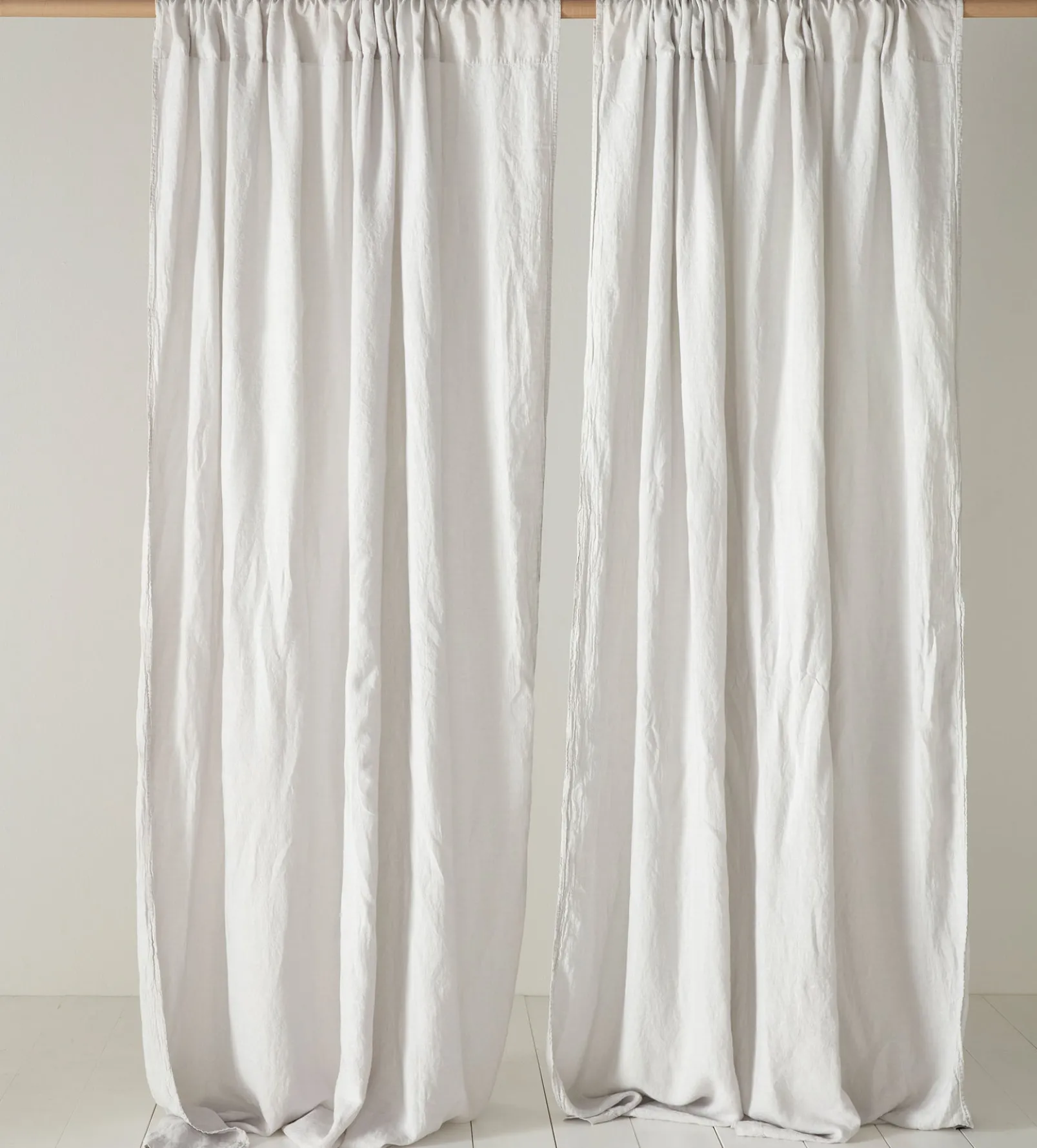 Pebble Grey 100% Linen Loop Top Curtain (Single)