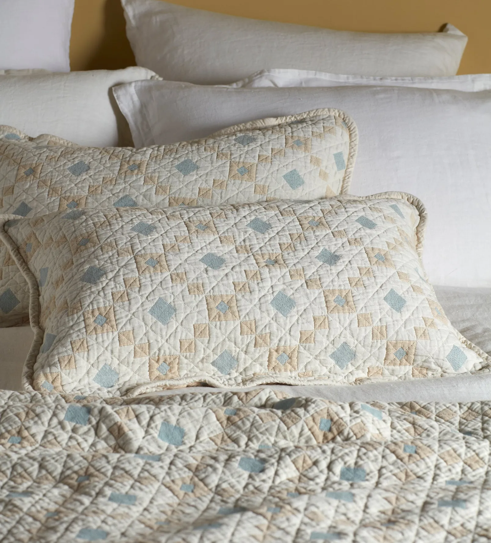 Pippa Patchwork 100% Cotton Quilted Cushion Cover
