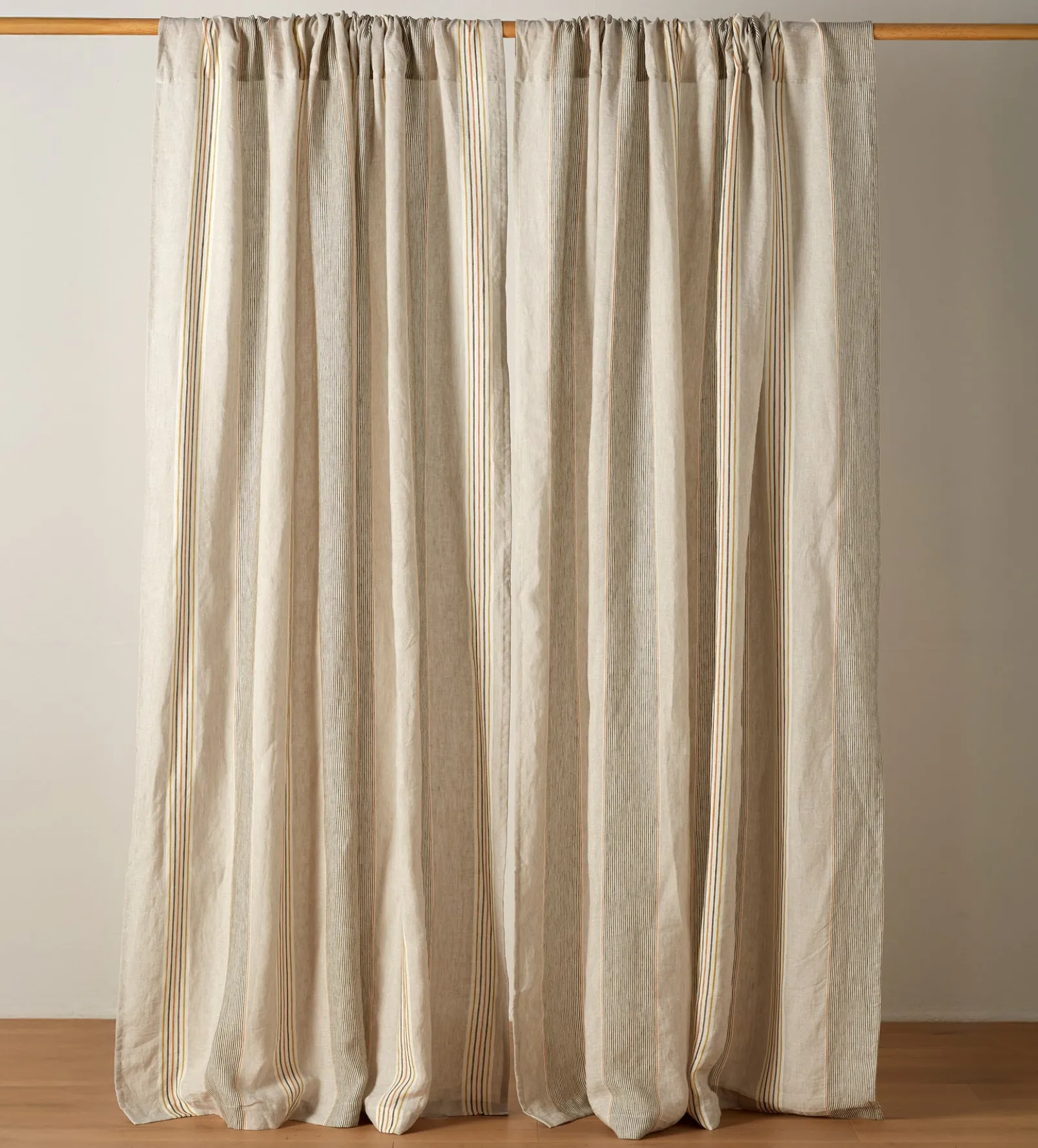 Sophie Stripe 100% Linen Loop Top Curtain (Single)