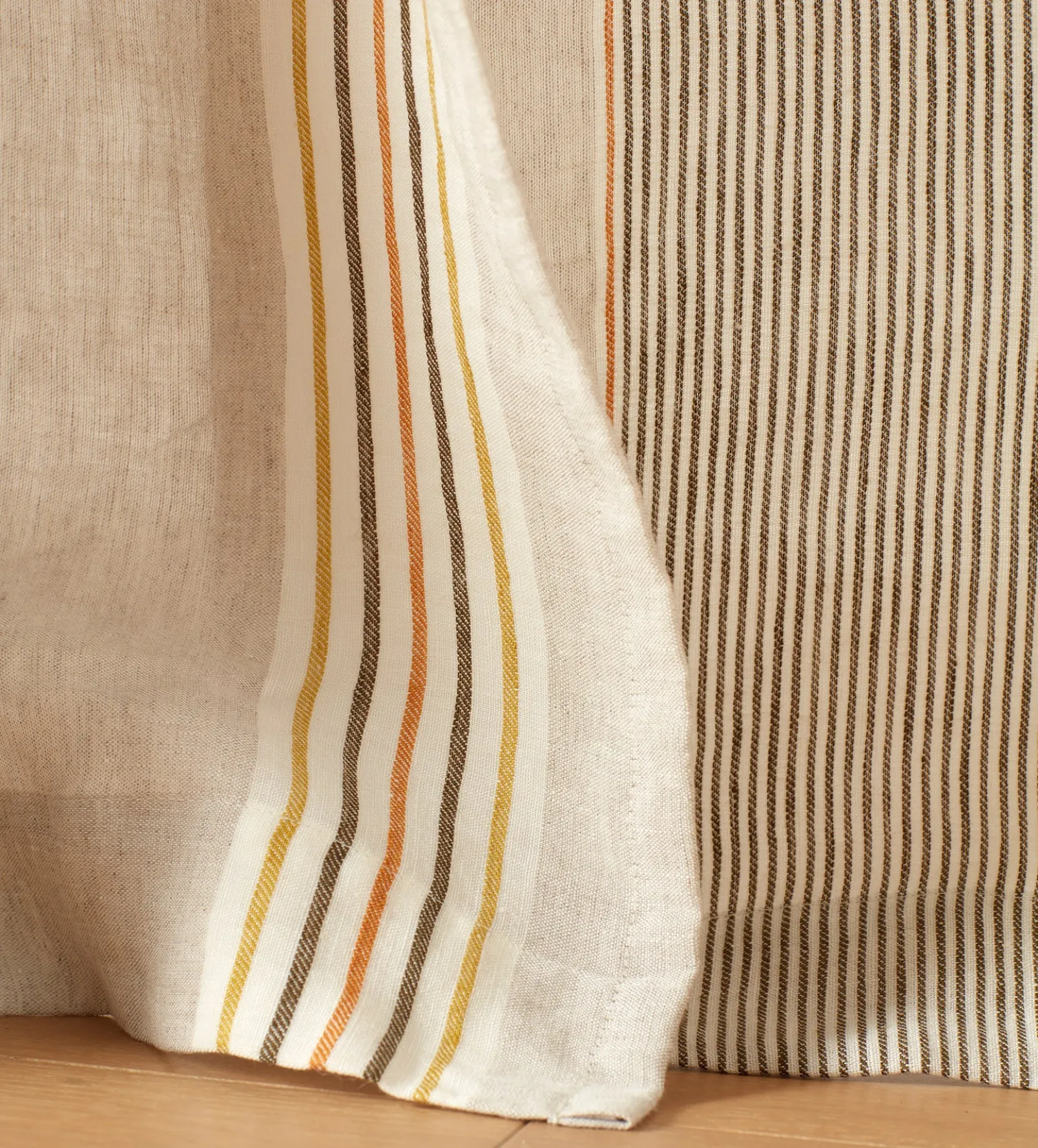 Sophie Stripe 100% Linen Loop Top Curtain (Single)