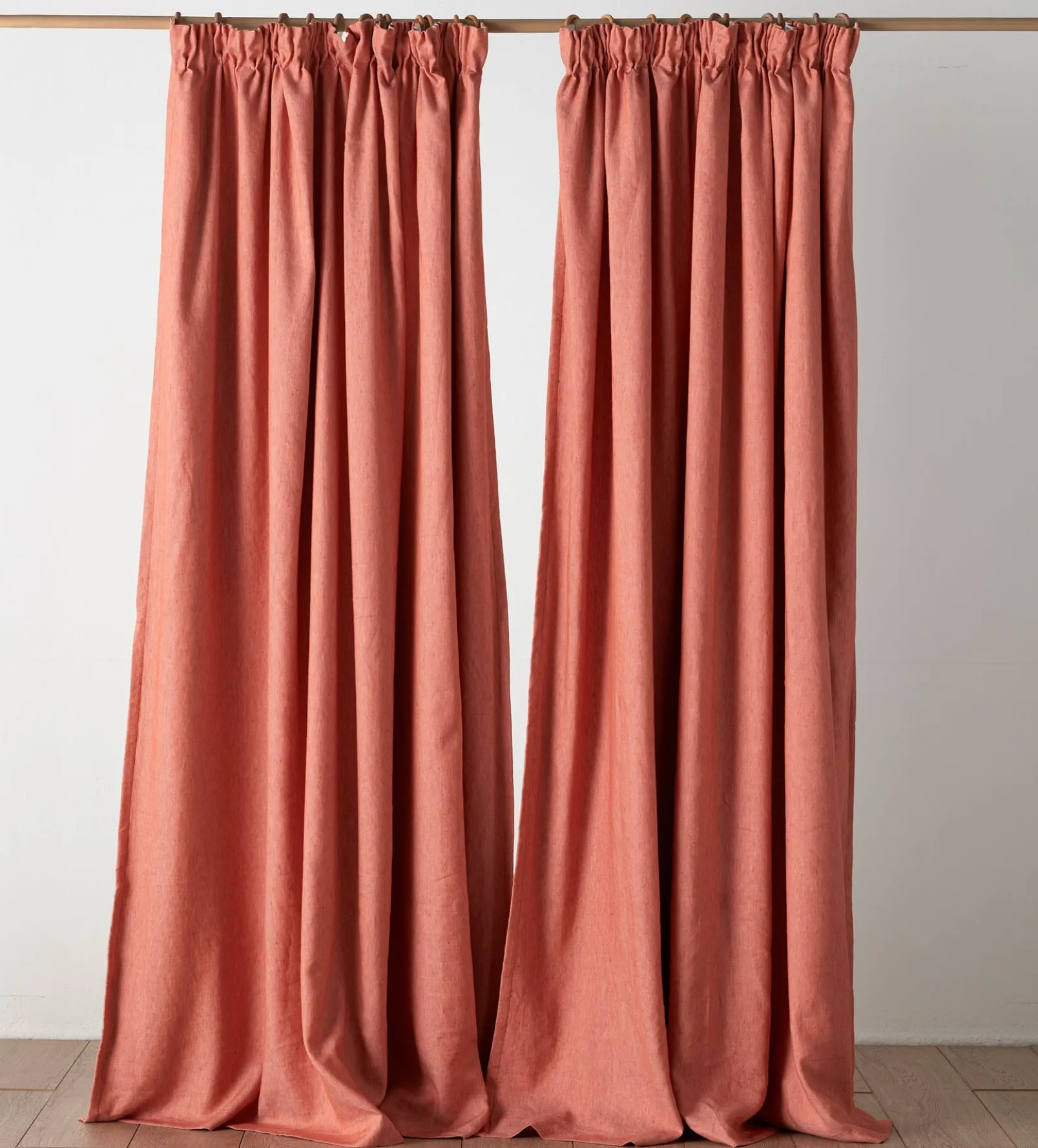 Spice Twill Cotton Linen Blackout Pencil Pleat Curtains (Pair)