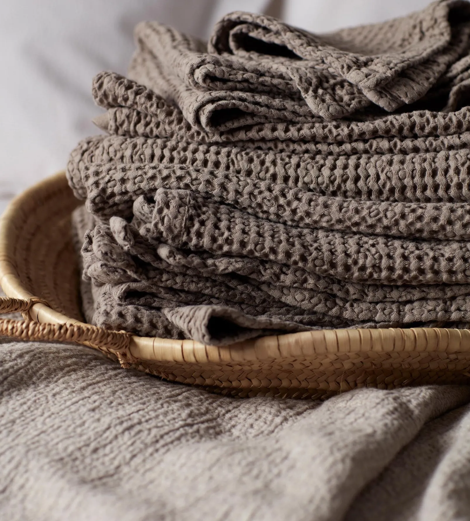 Taupe 100% Cotton Waffle Towels