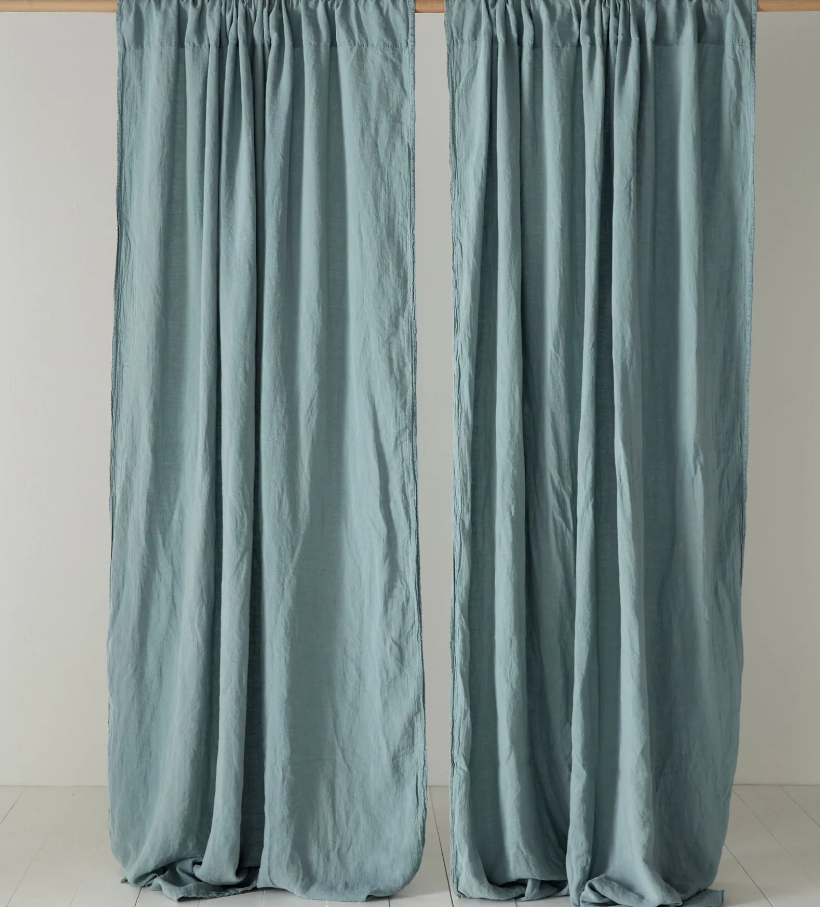 Teal 100% Linen Loop Top Curtain (Single)