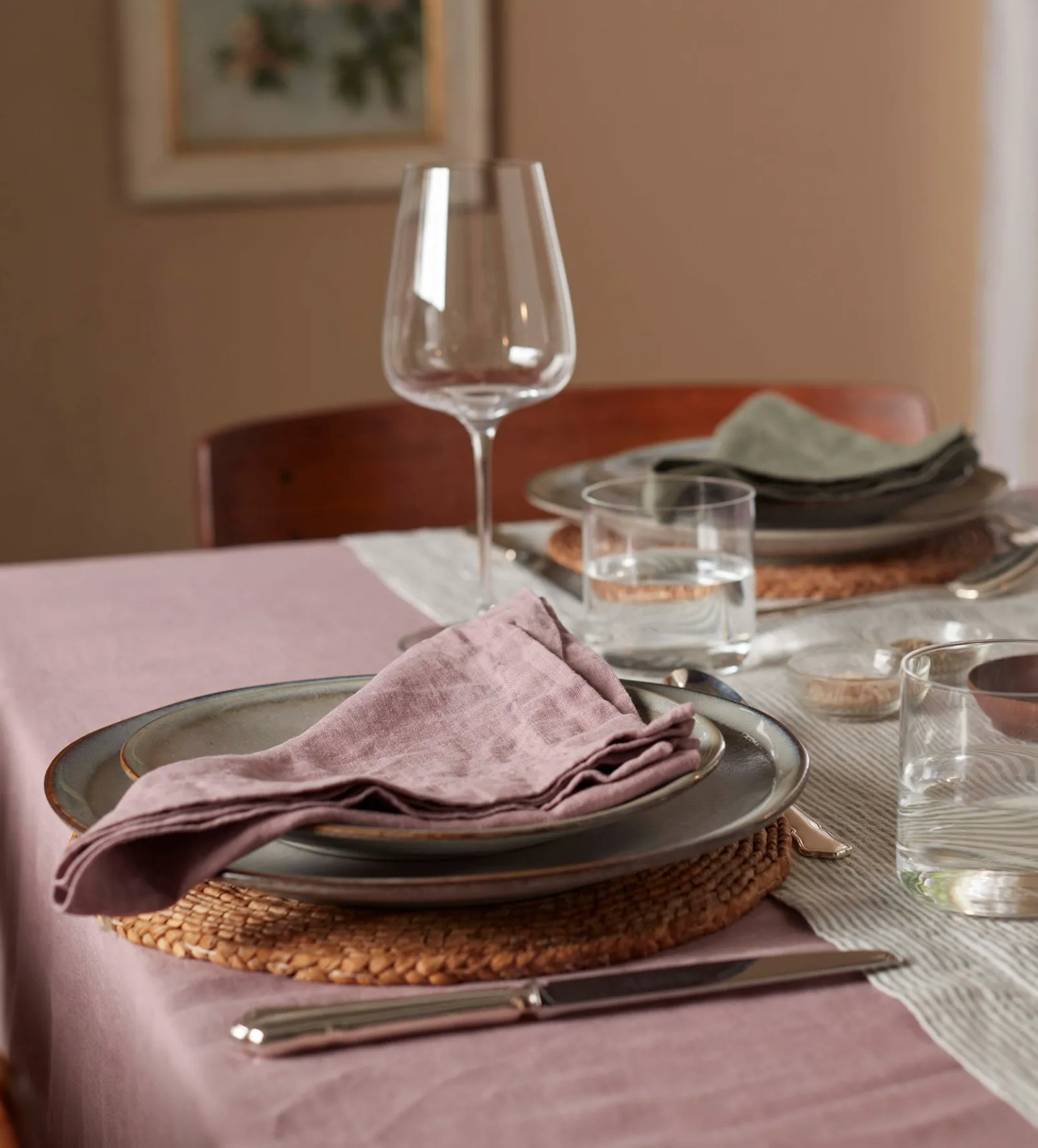 Vintage Rose 100% Linen Tablecloth