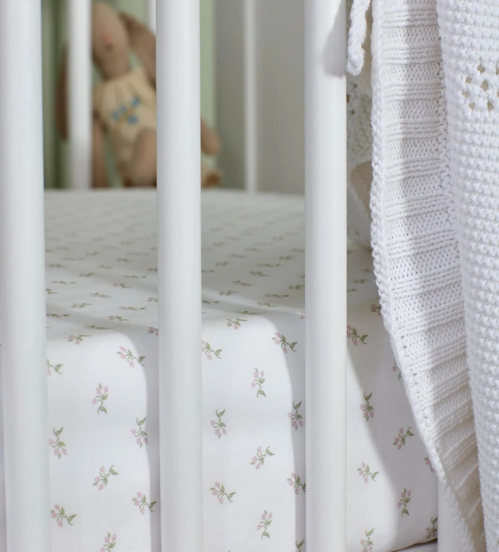 White Fleur 100% Organic Cotton Small Cot Fitted Sheet