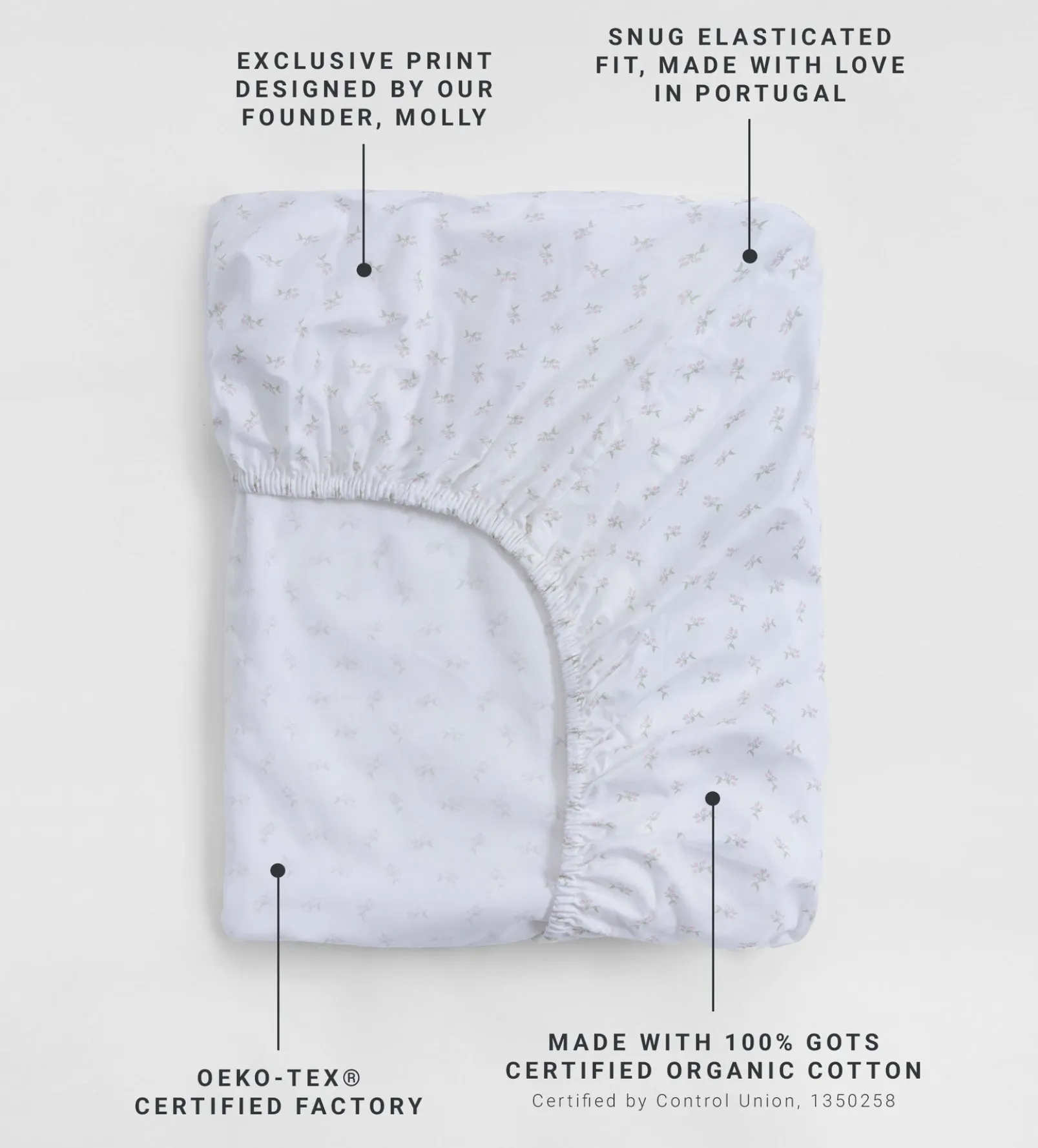 White Fleur 100% Organic Cotton Small Cot Fitted Sheet