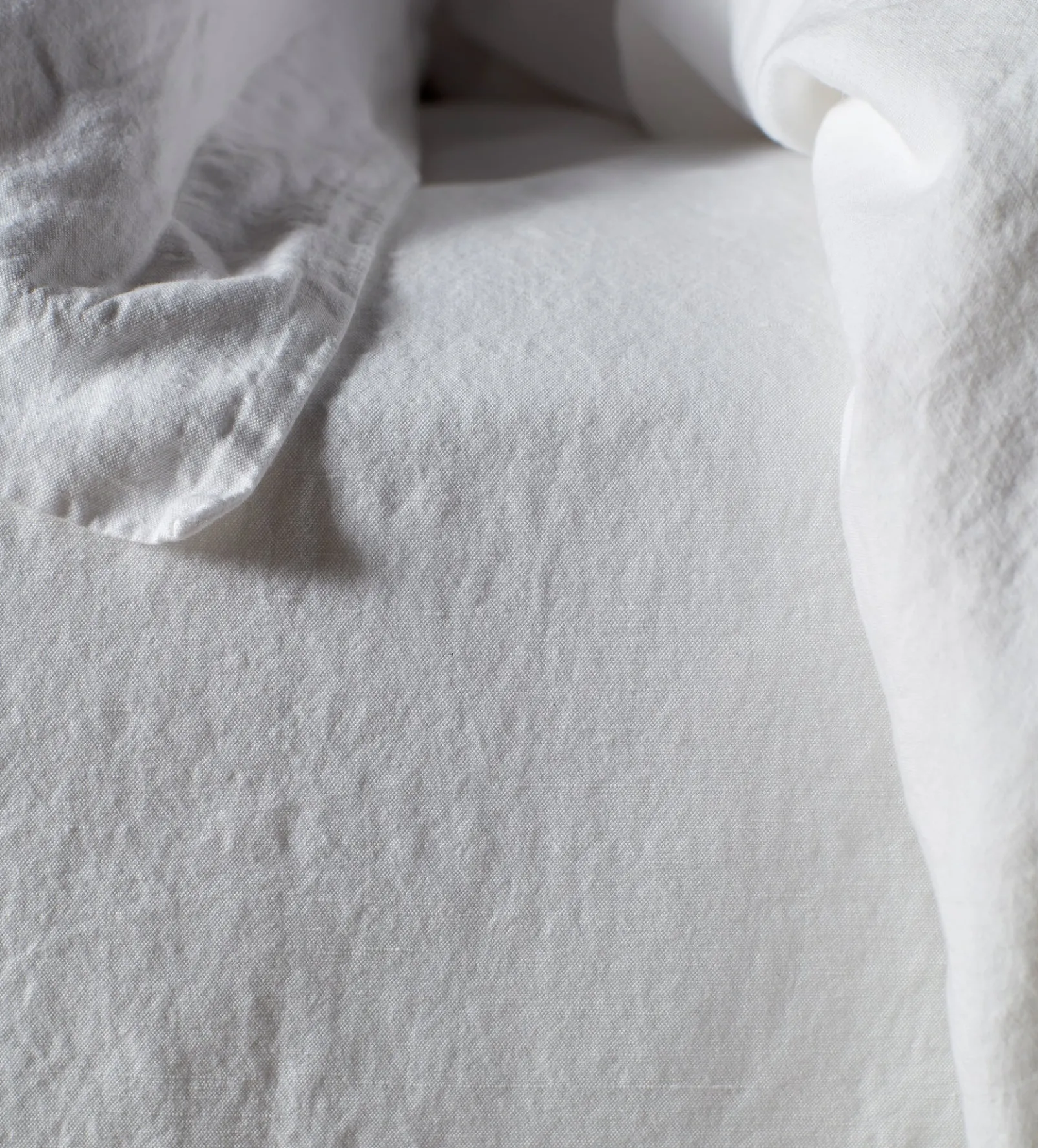 White Linen Blend Fitted Sheet