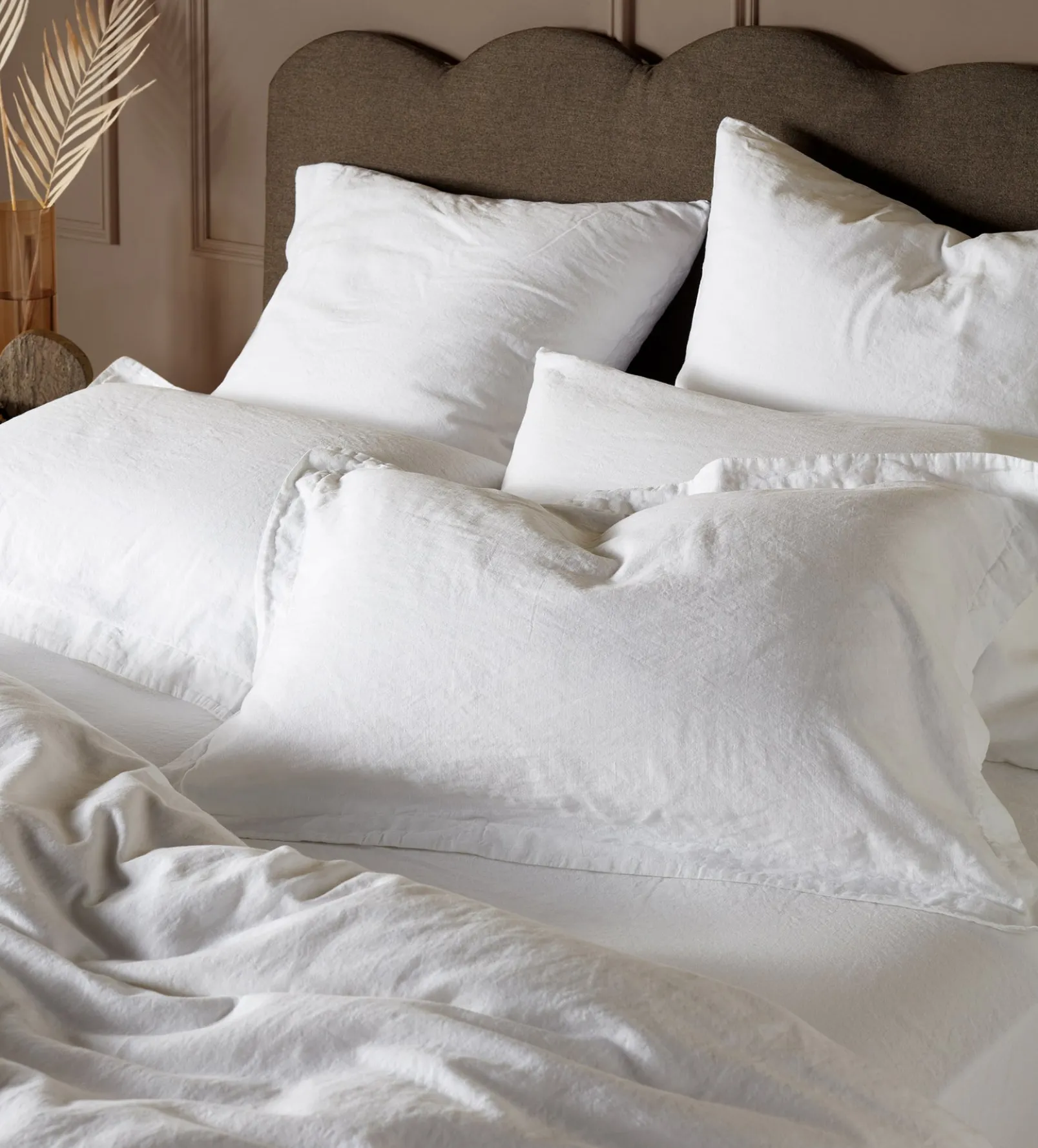 White Linen Blend Fitted Sheet
