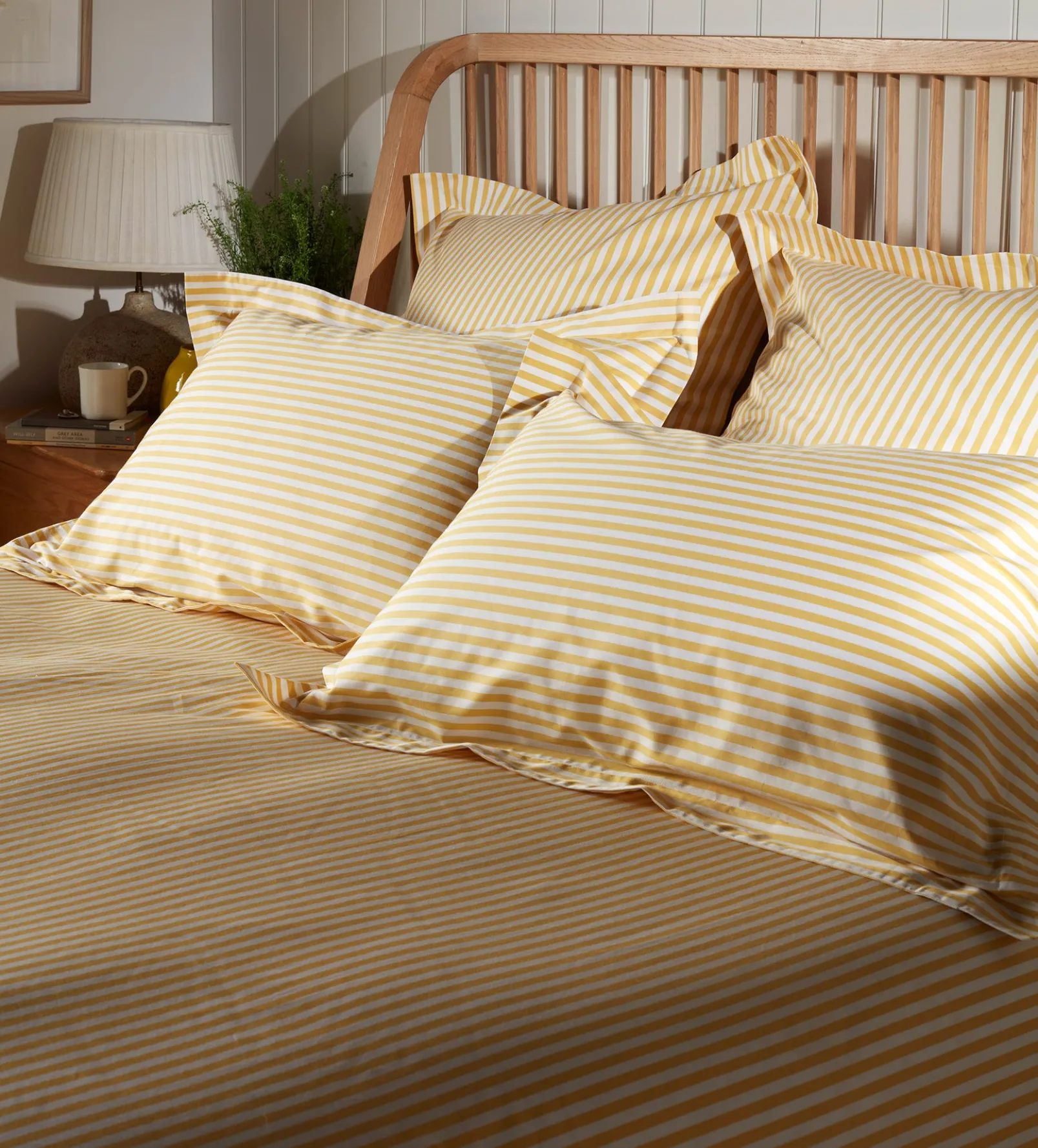 Yellow Betsy Stripe 100% Organic Cotton Pillowcase
