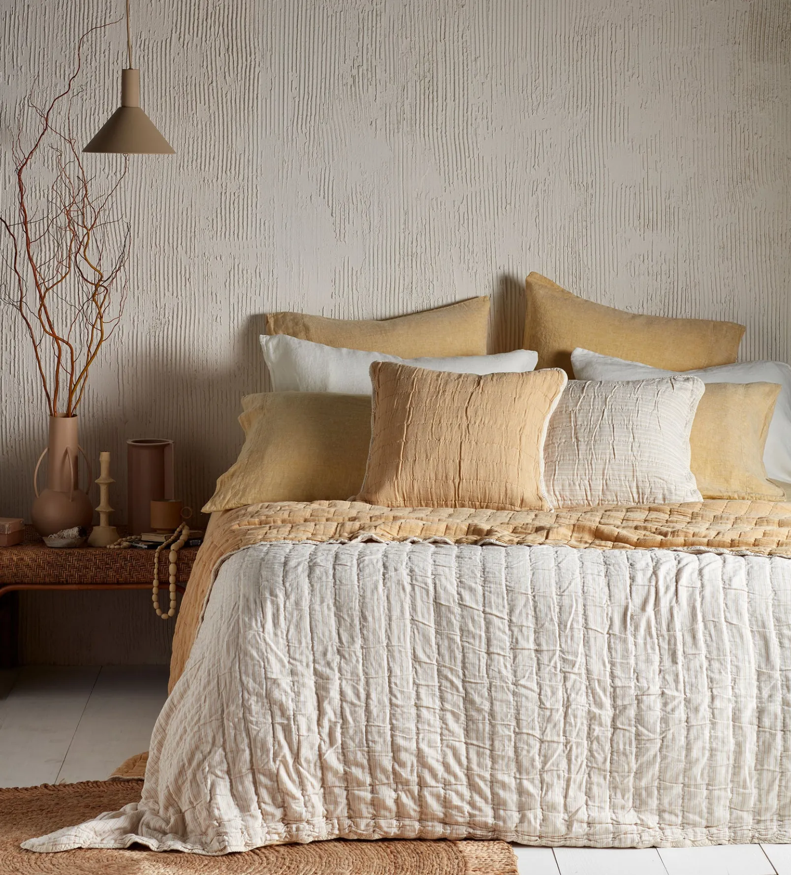 Yellow Vivienne 100% Cotton Quilted Throw